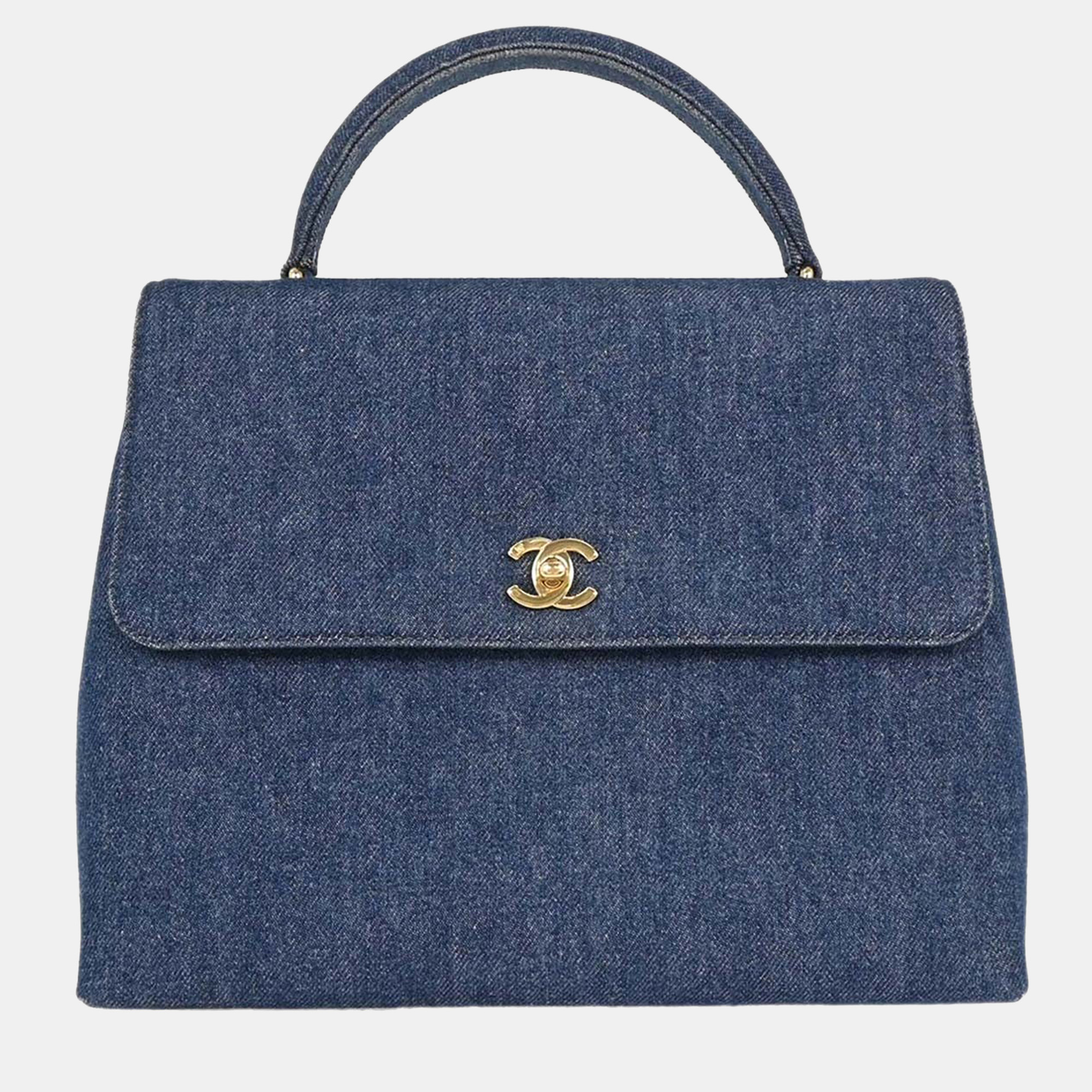 

Chanel Blue Denim Top Handle Handbag