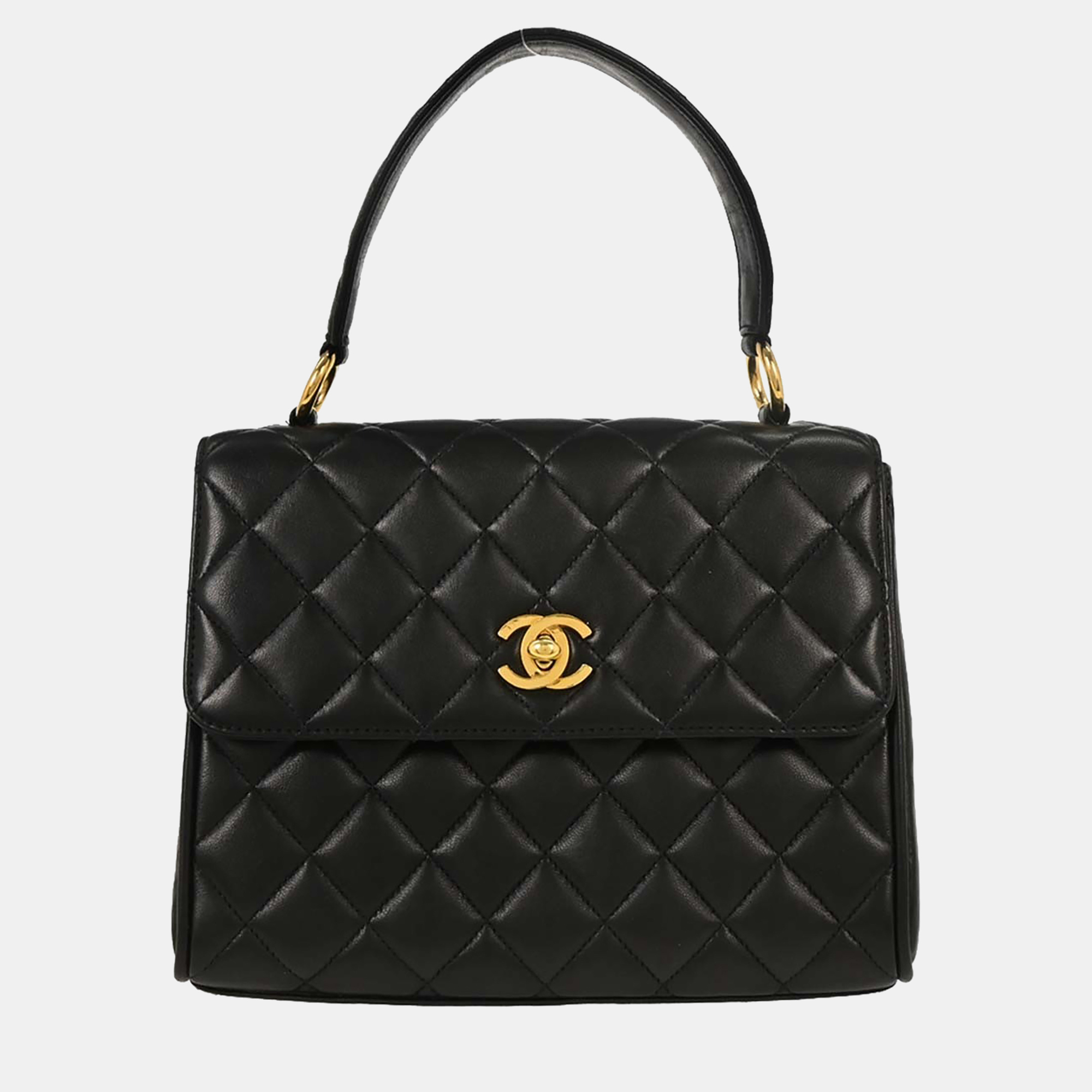 

Chanel Black Lambskin Straight Flap Handbag