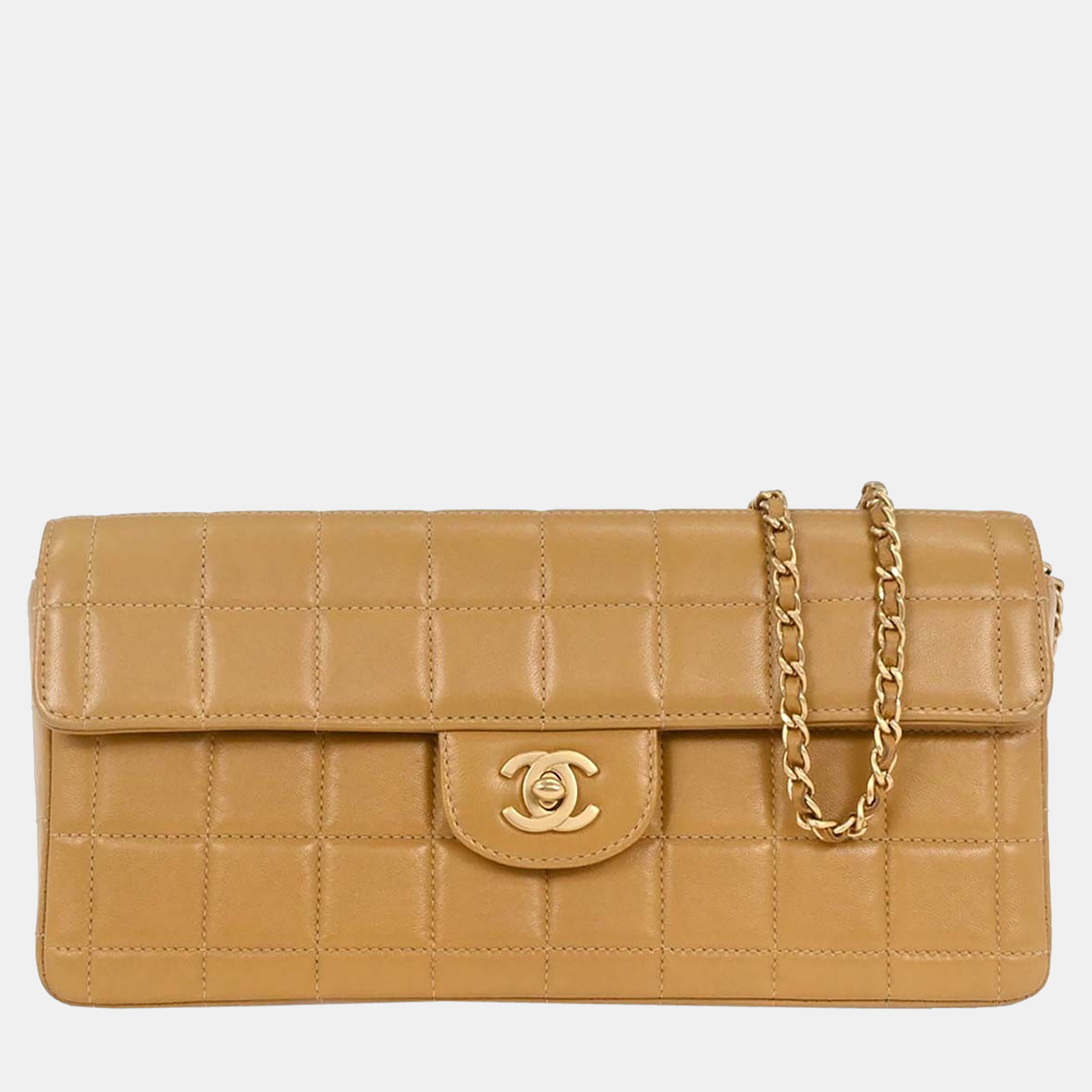 

Chanel Beige Lambskin East West Choco Bar Shoulder Bag