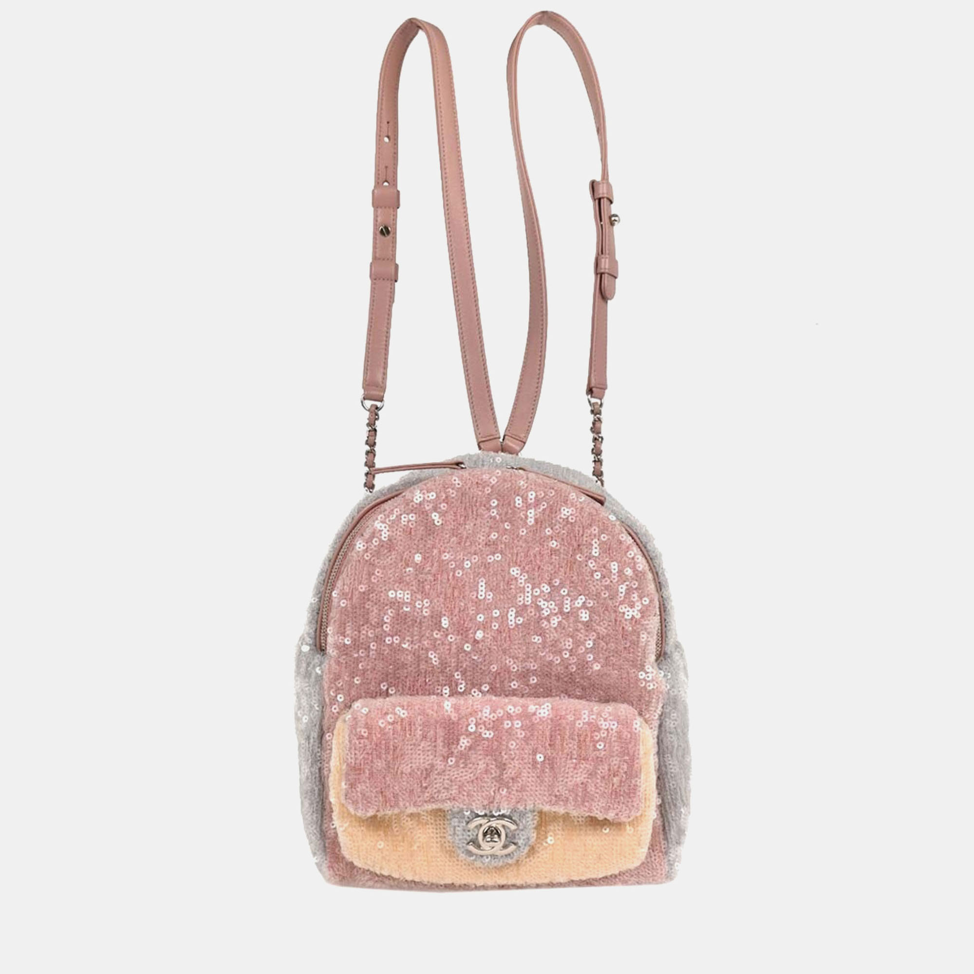 

Chanel Pink Calfskin Sequins Backpack