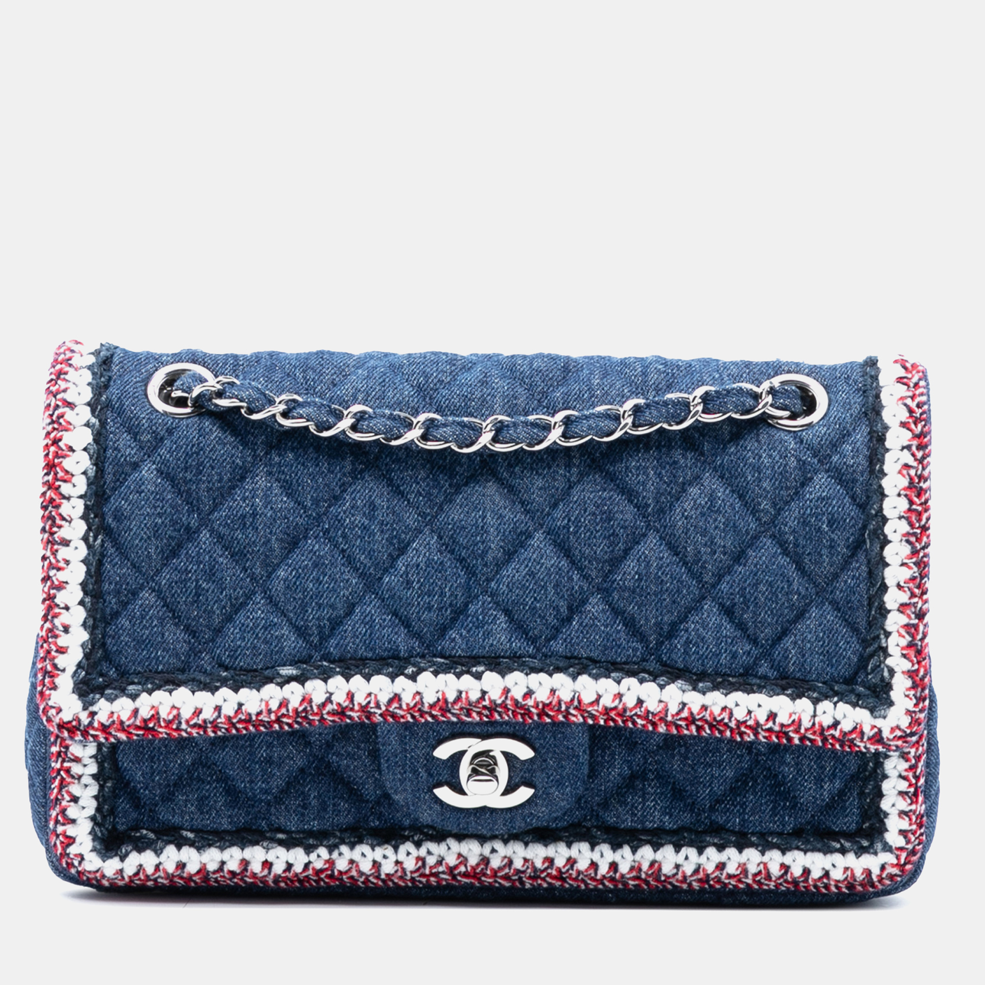 

Chanel Blue Medium Classic Denim Braided Single Flap