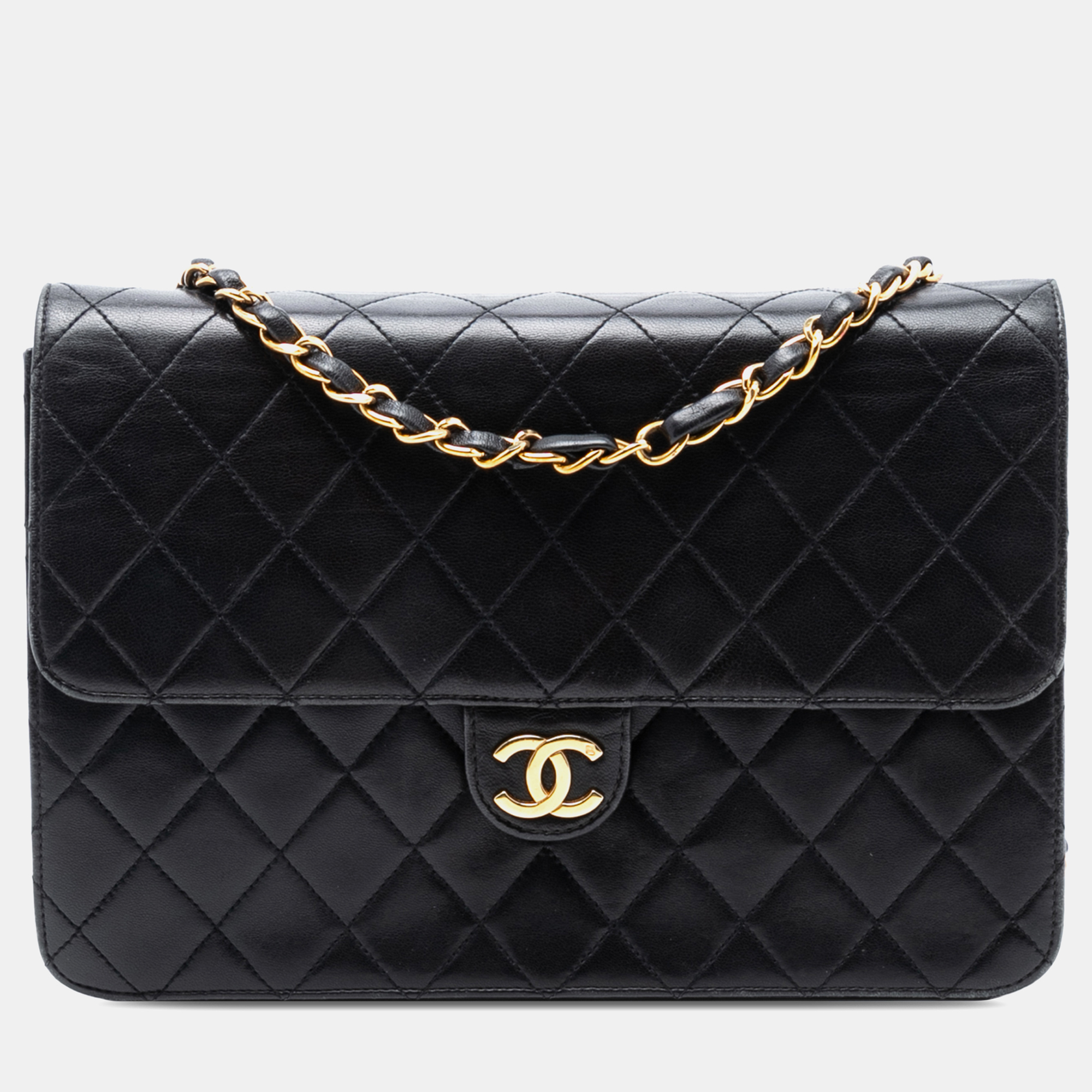 

Chanel Black CC Quilted Lambskin Single Flap