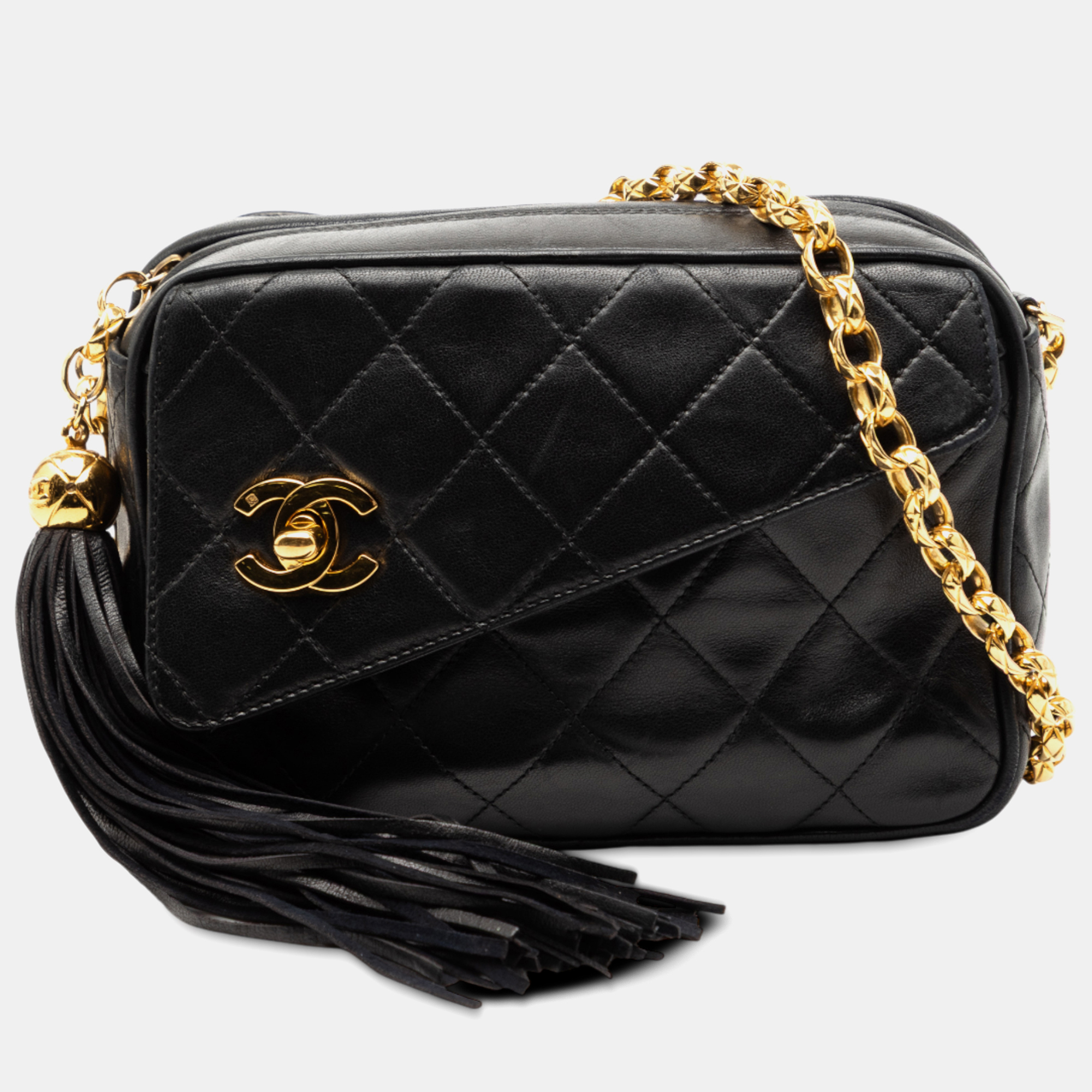 

Chanel Black CC Quilted Lambskin Tassel Camera Bag