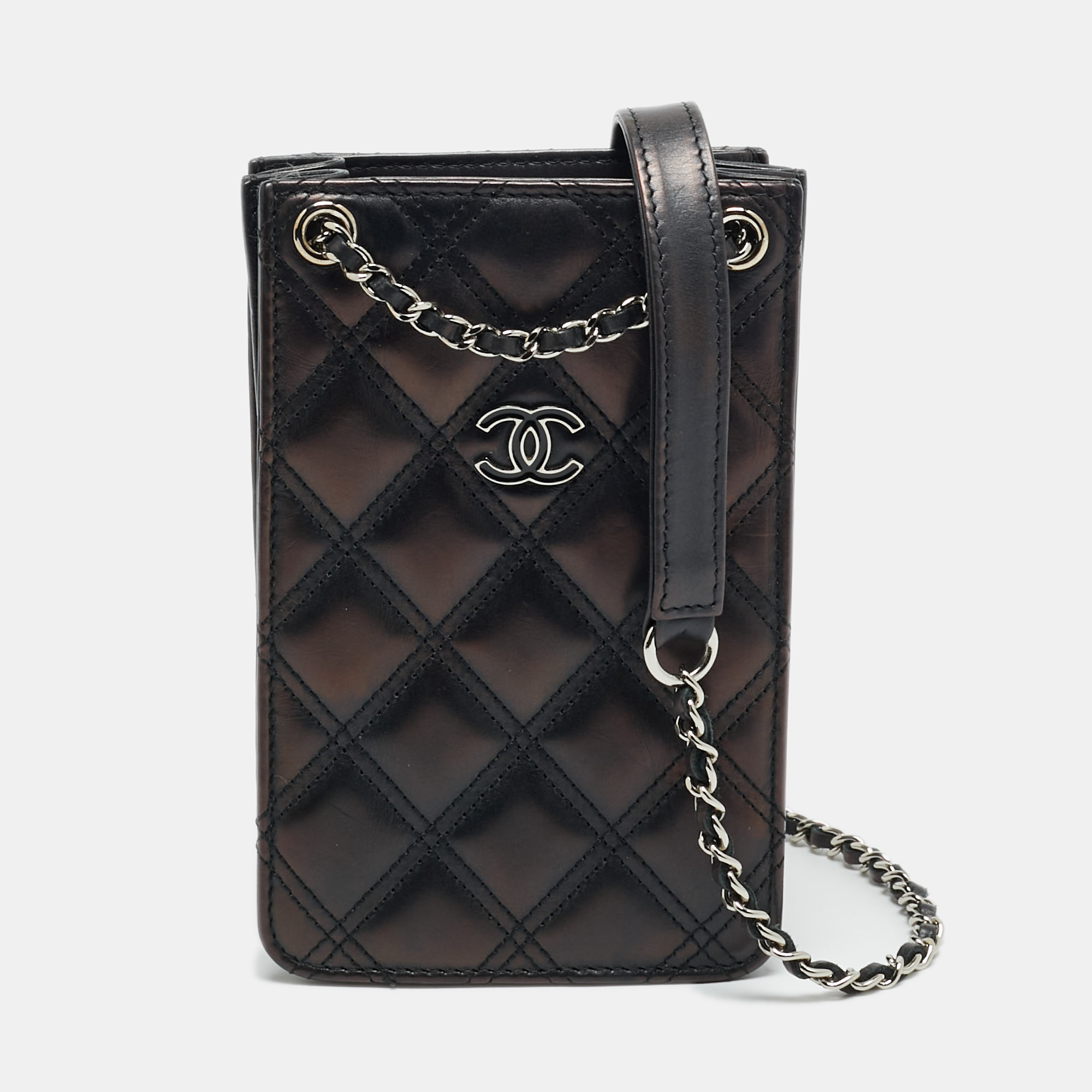 

Chanel CC Phone Holder Black Quilted Leather Crossbody Bag