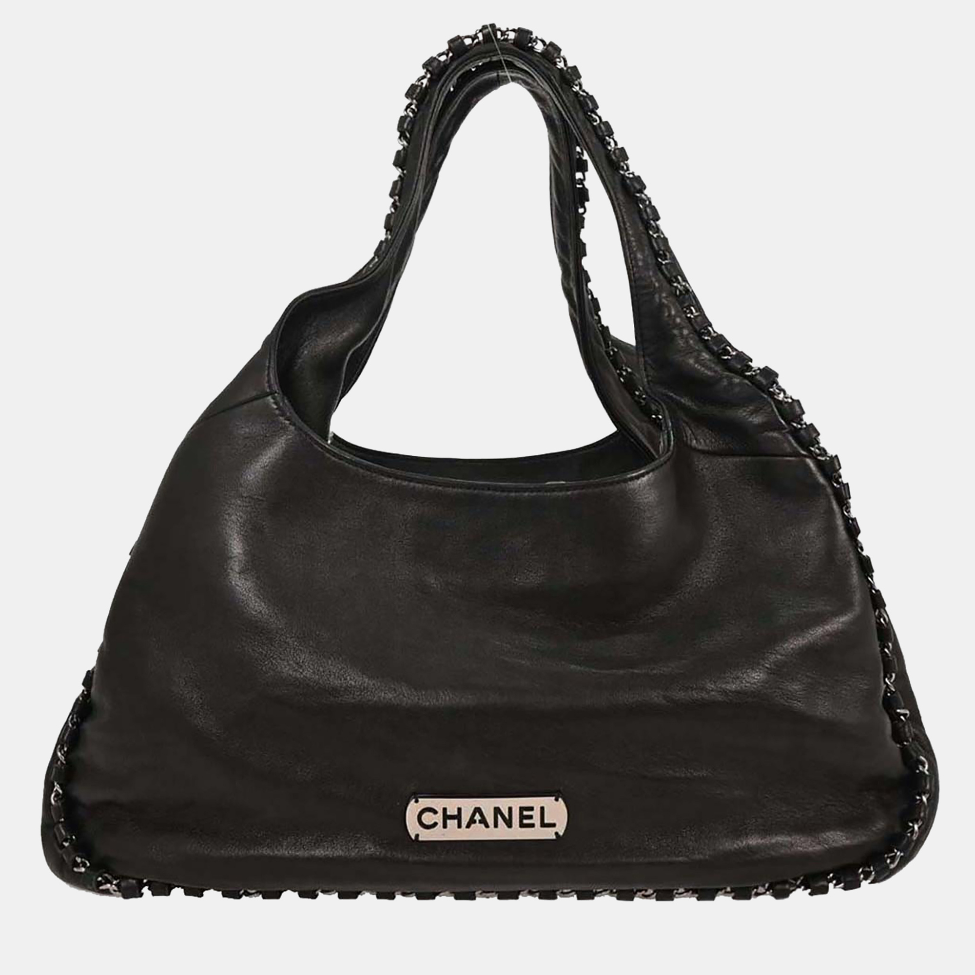 

Chanel Black Lambskin Luxury Chain Around Hobo Bag
