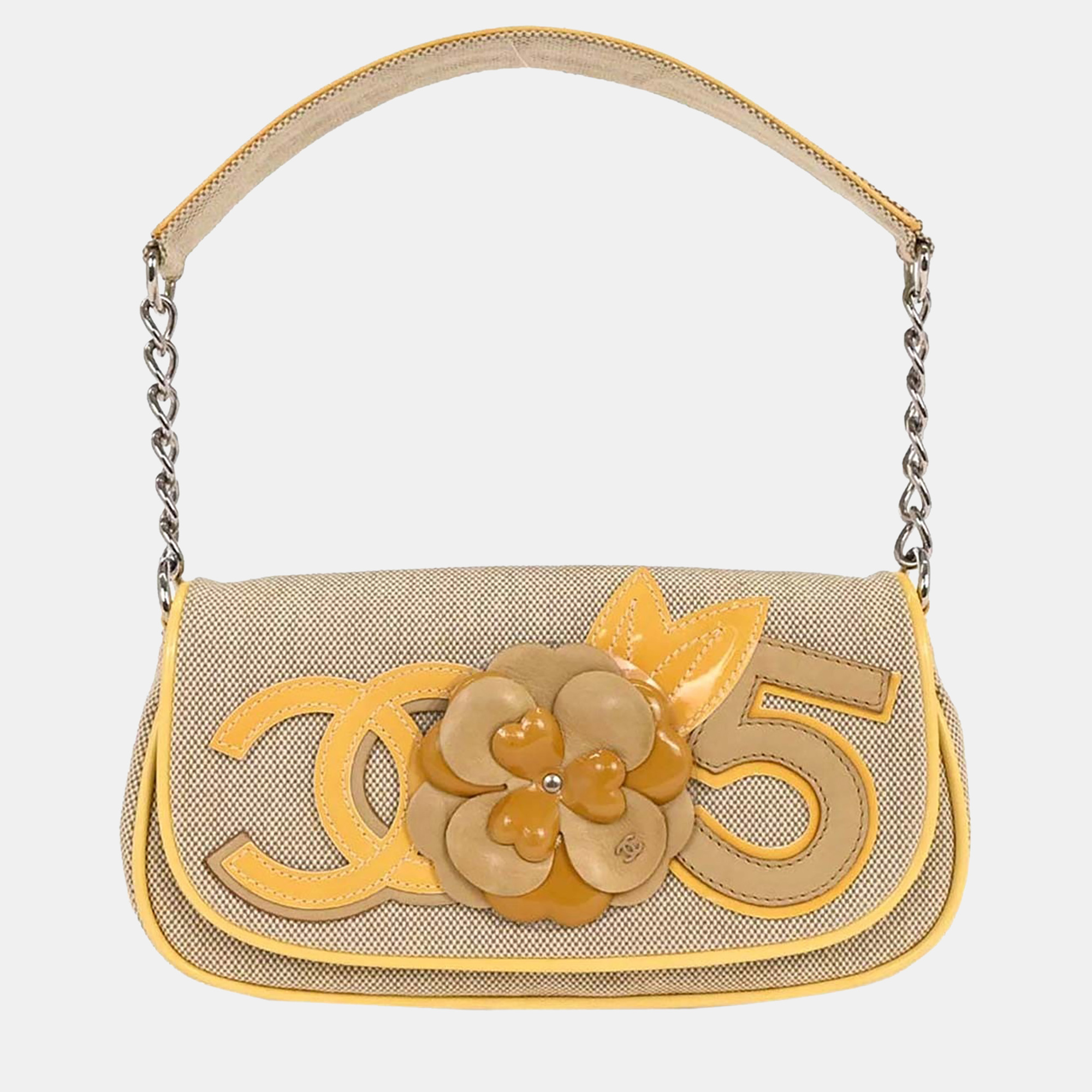 

Chanel Yellow Canvas Camellia No.5 Cc Handbag