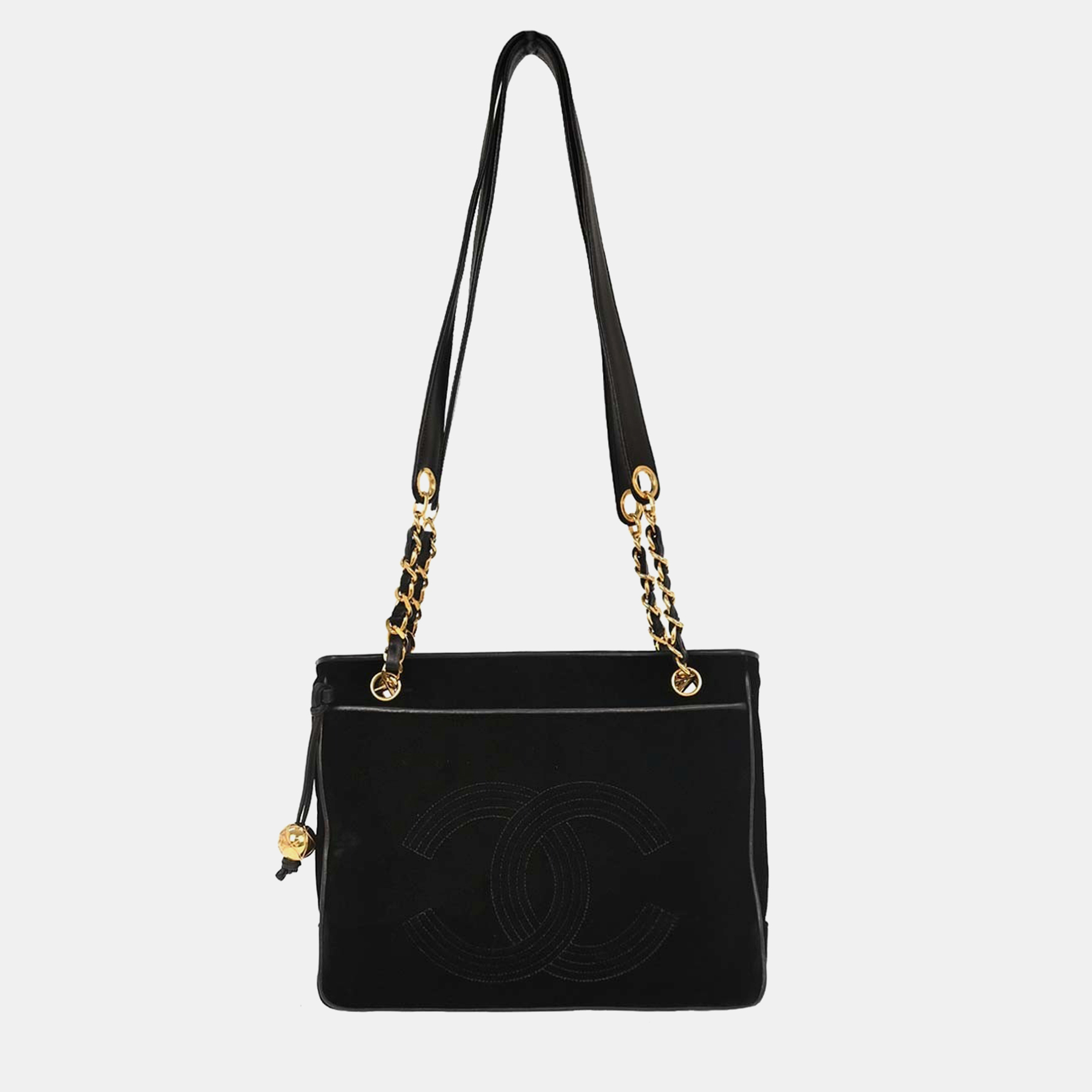 

Chanel Black Velvet Shoulder Tote Bag