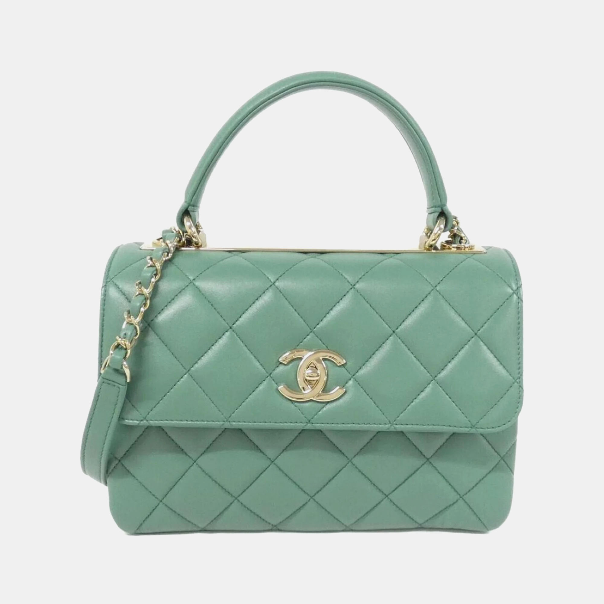 

Chanel Green Lambskin Leather Handbag