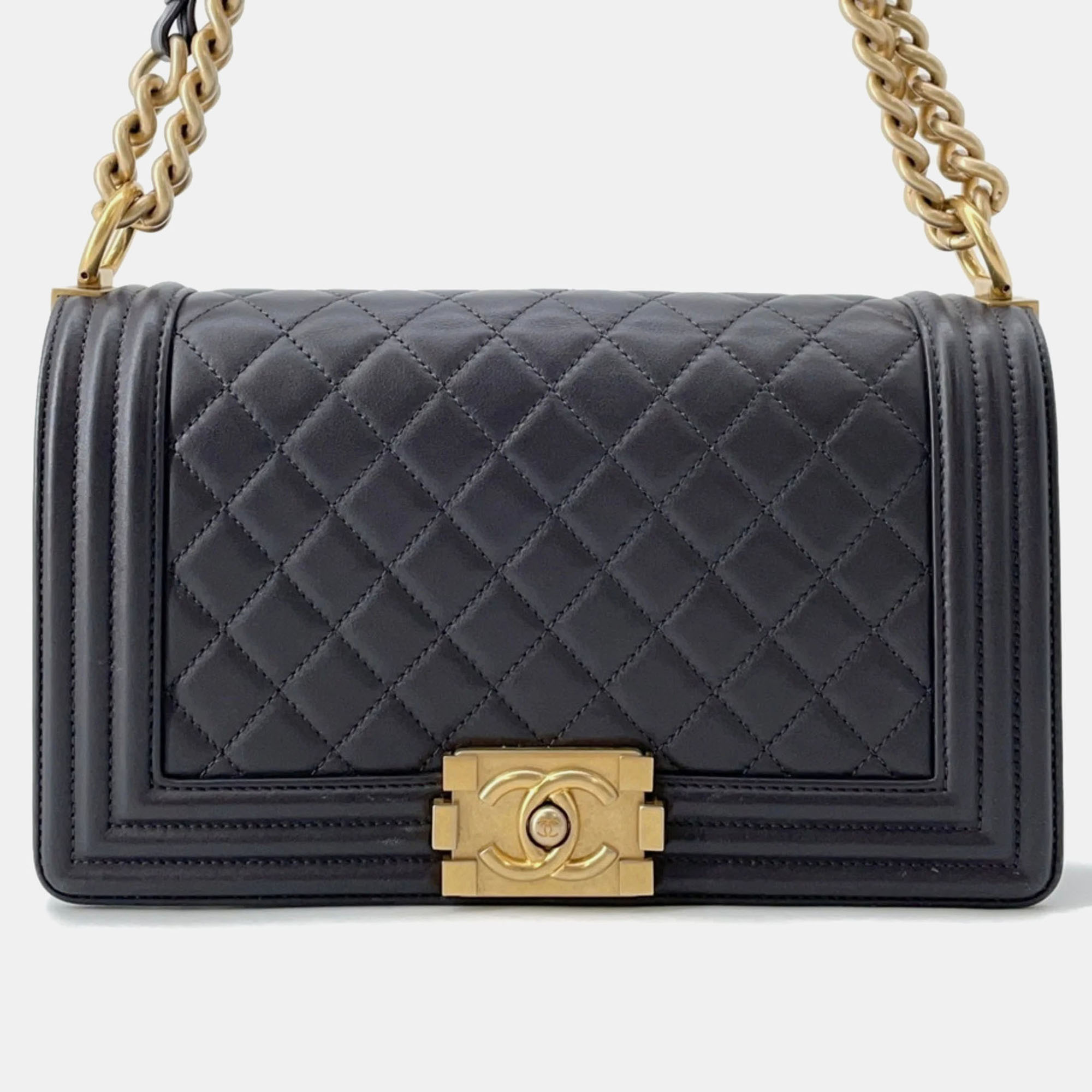 

Chanel Boy Caviar Leather Shoulder Bag, Grey