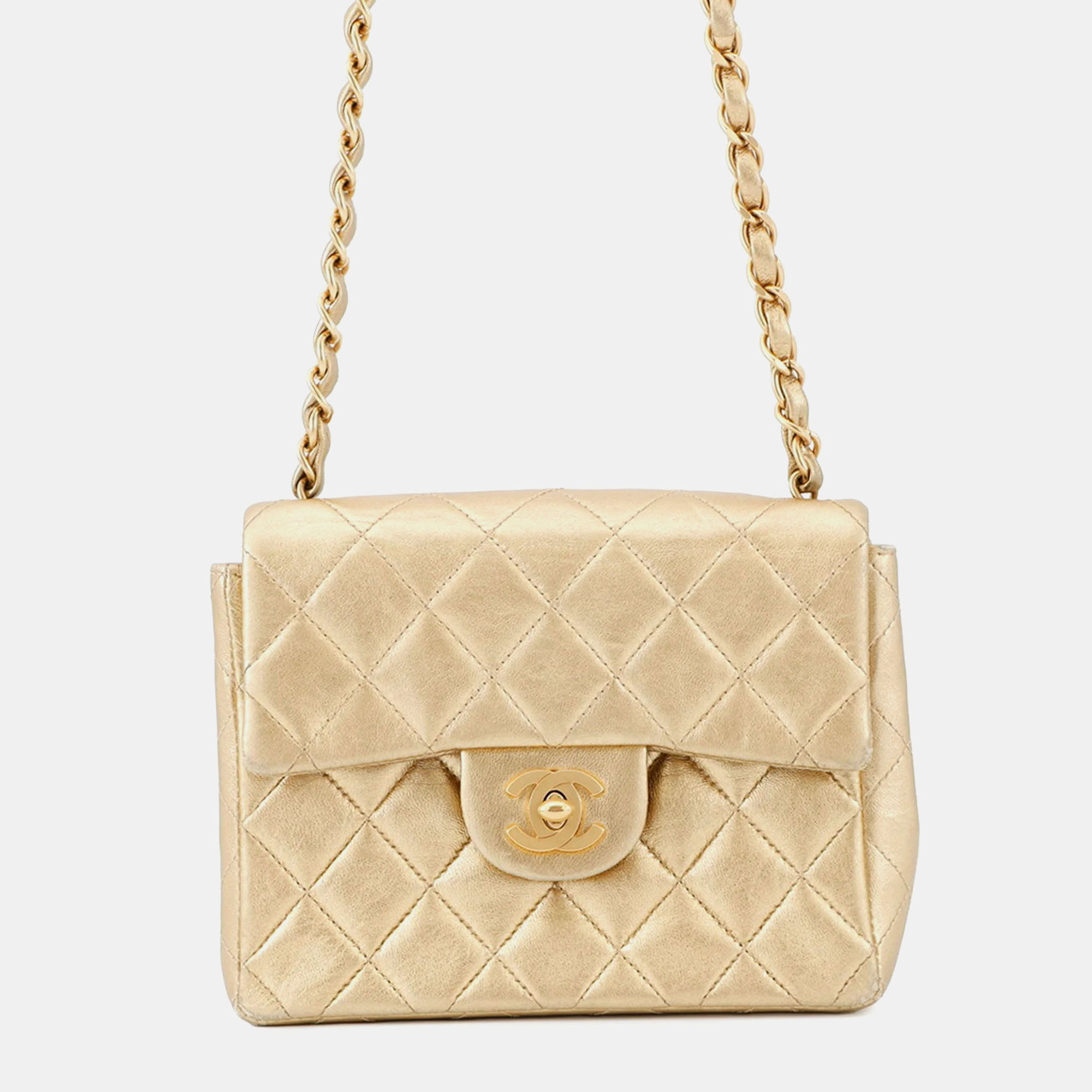 

Chanel Chain Shoulder Bag Mini Matelasse 18 Coco Mark Lambskin, Gold