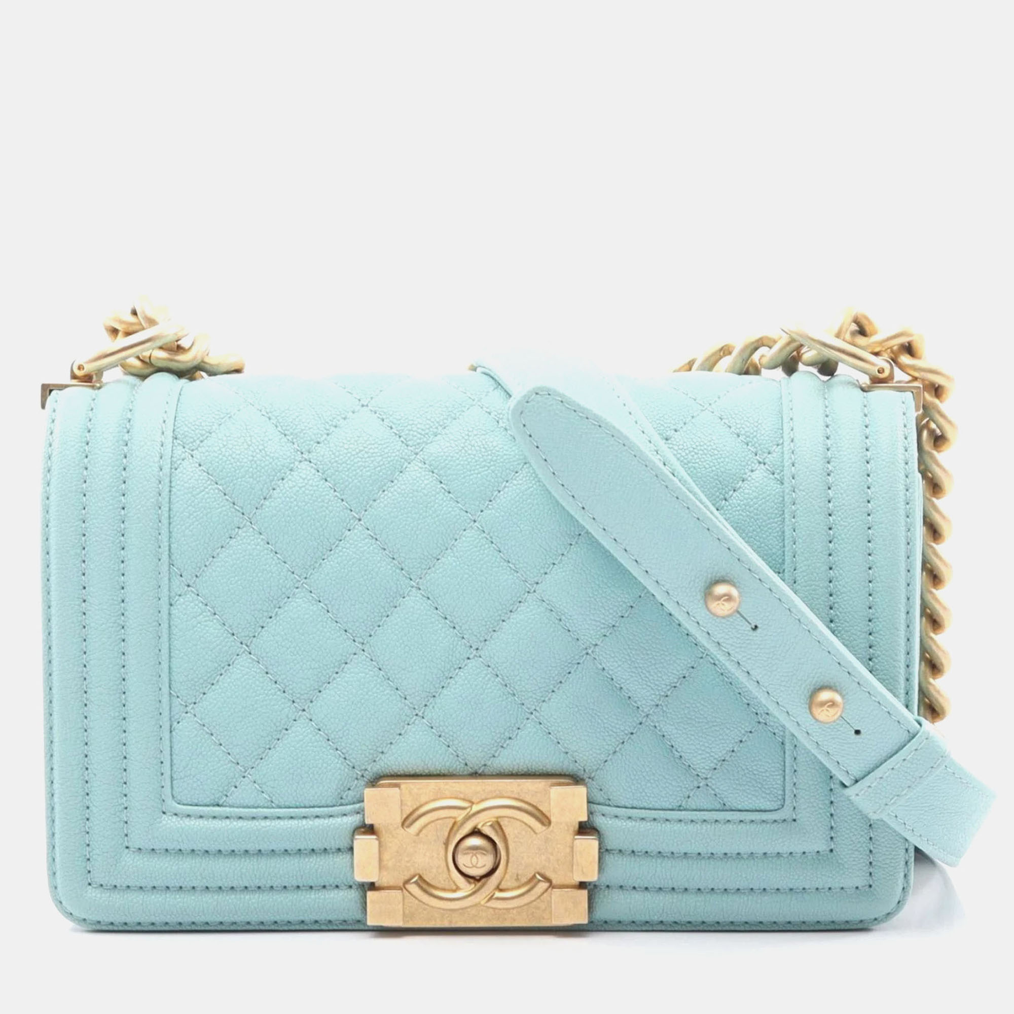 

Chanel Boy Chanel Small Shoulder Bag In Caviar (Grained Calfskin) Blue