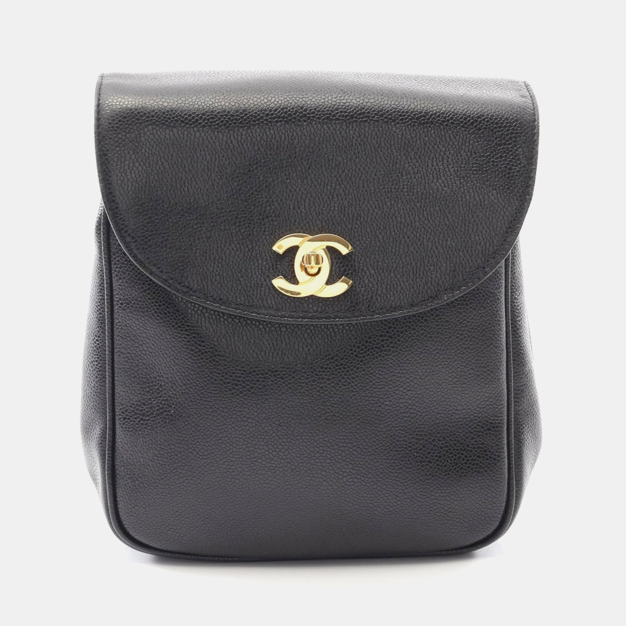 

Chanel Coco Mark Black Grained Calfskin Leather Backpack