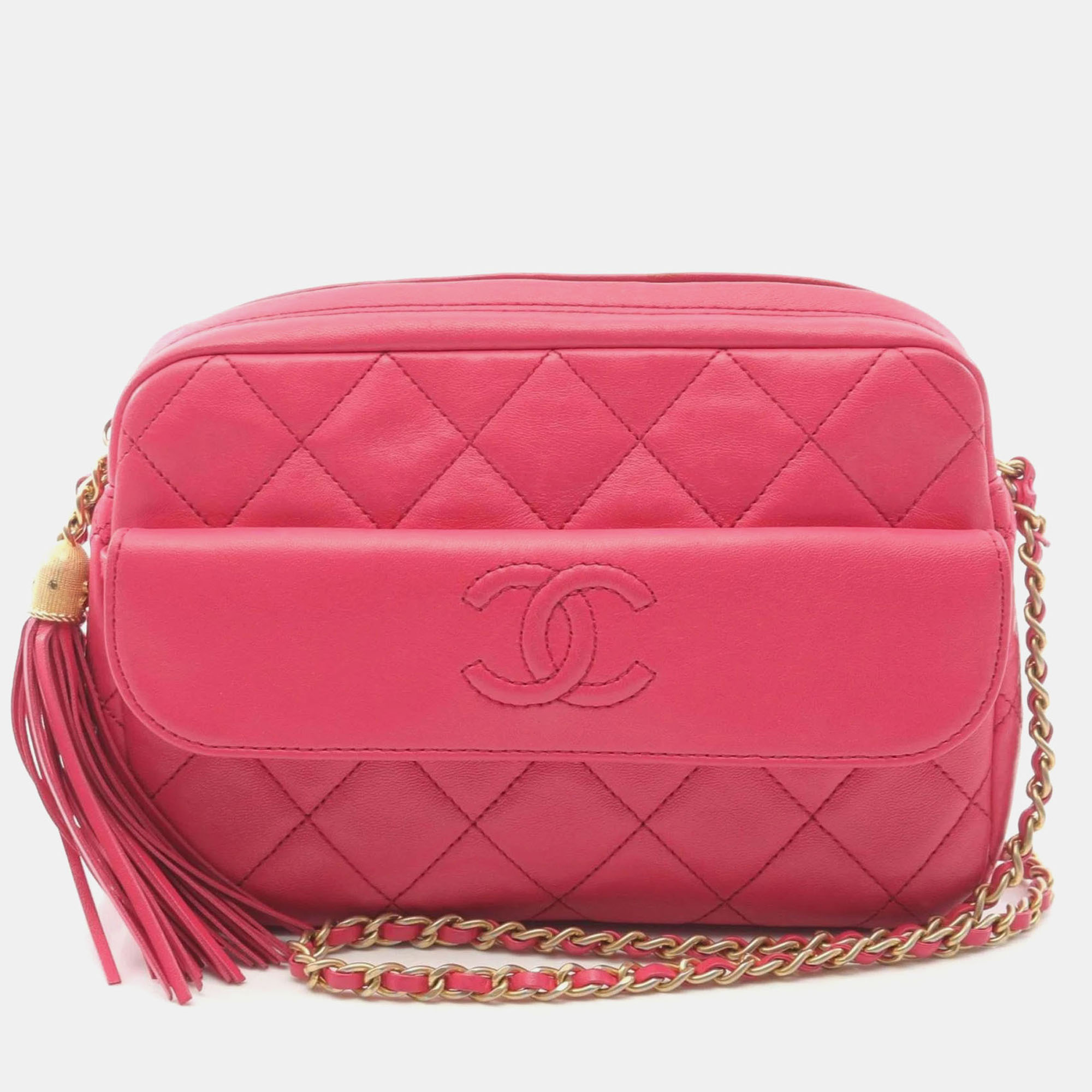 

Chanel Matelasse Shoulder Bag In Lambskin Leather Pink