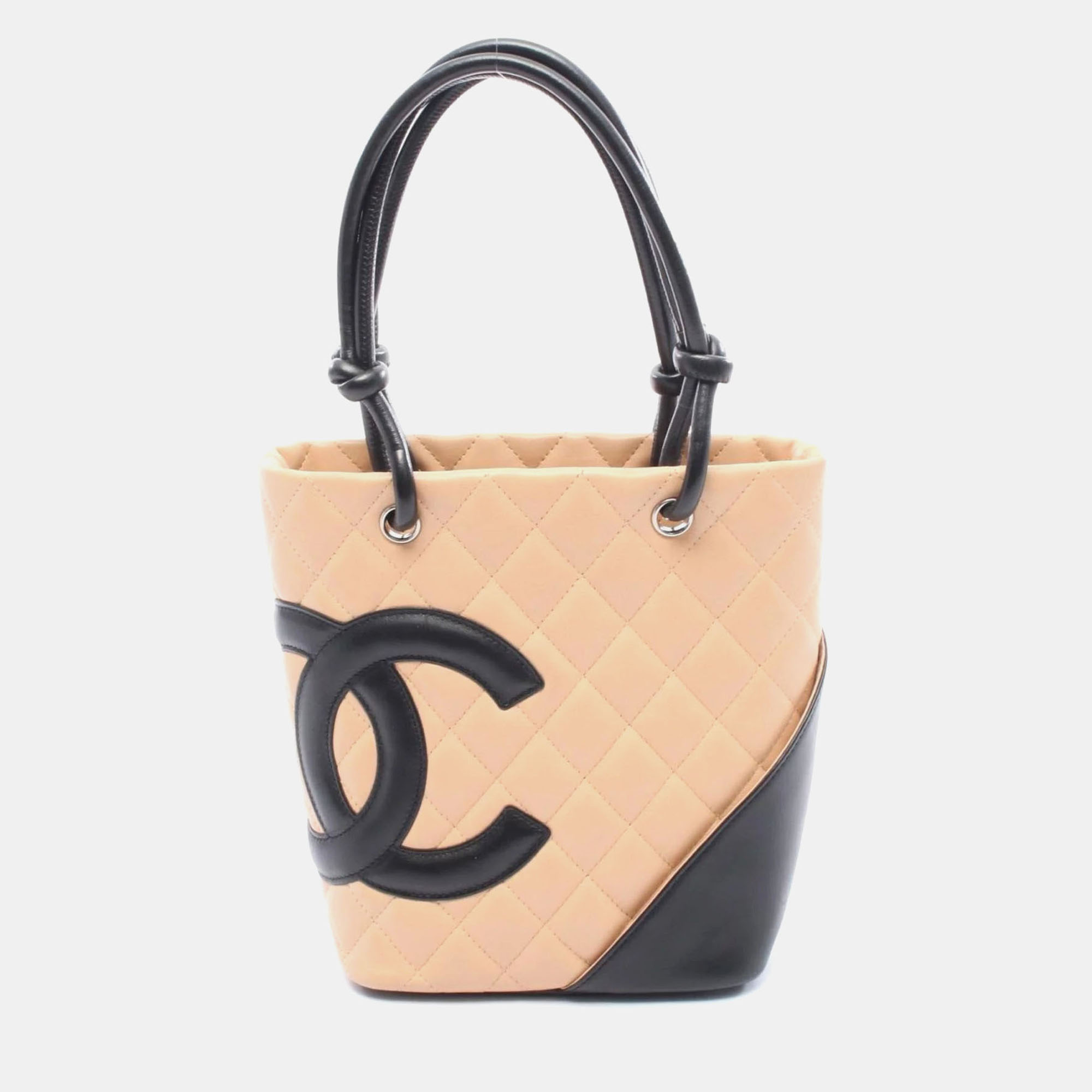 

Chanel Cambon Line Small Tote Bag Leather Pink And Black