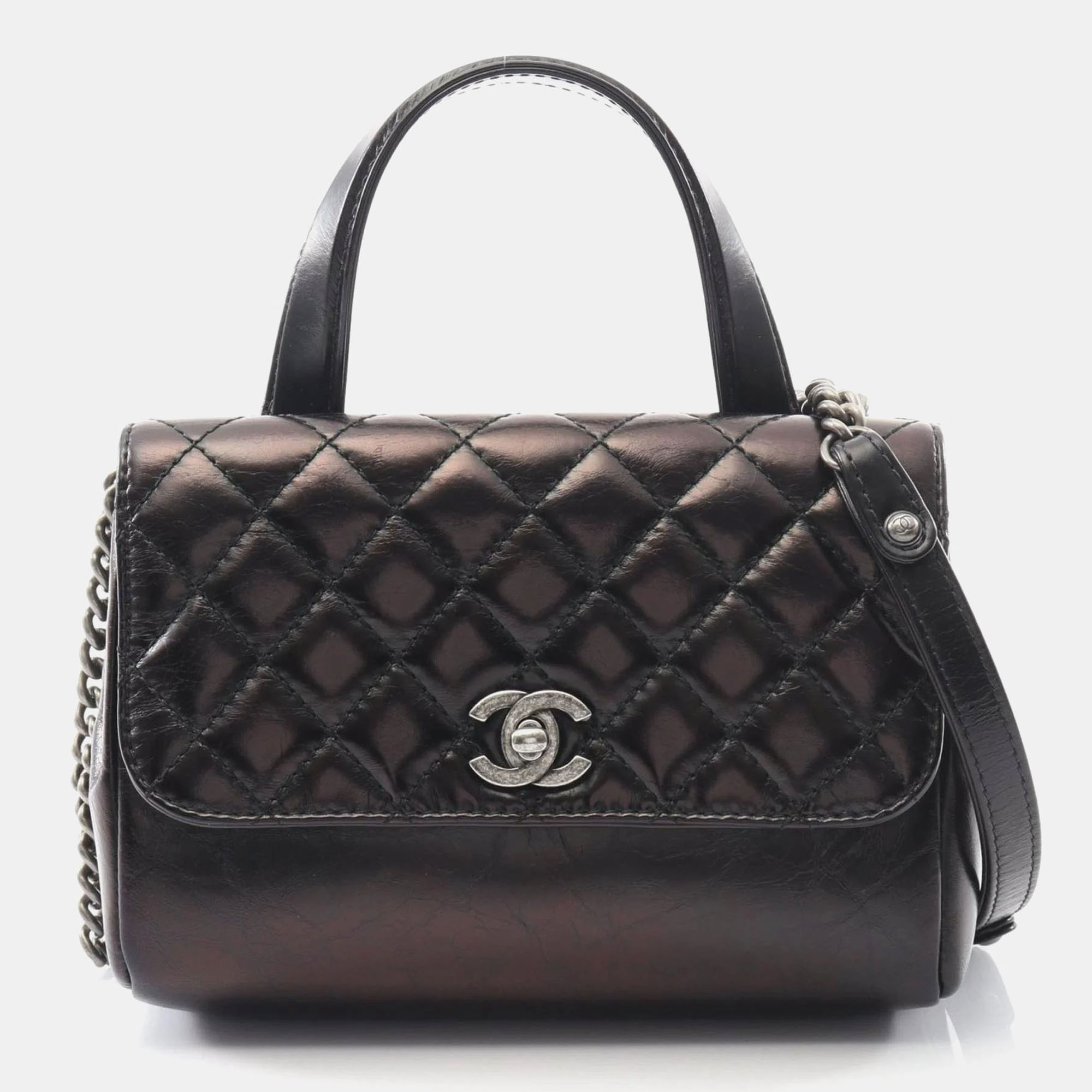 

Chanel Matelasse Top Handle Shoulder Bag Leather Black