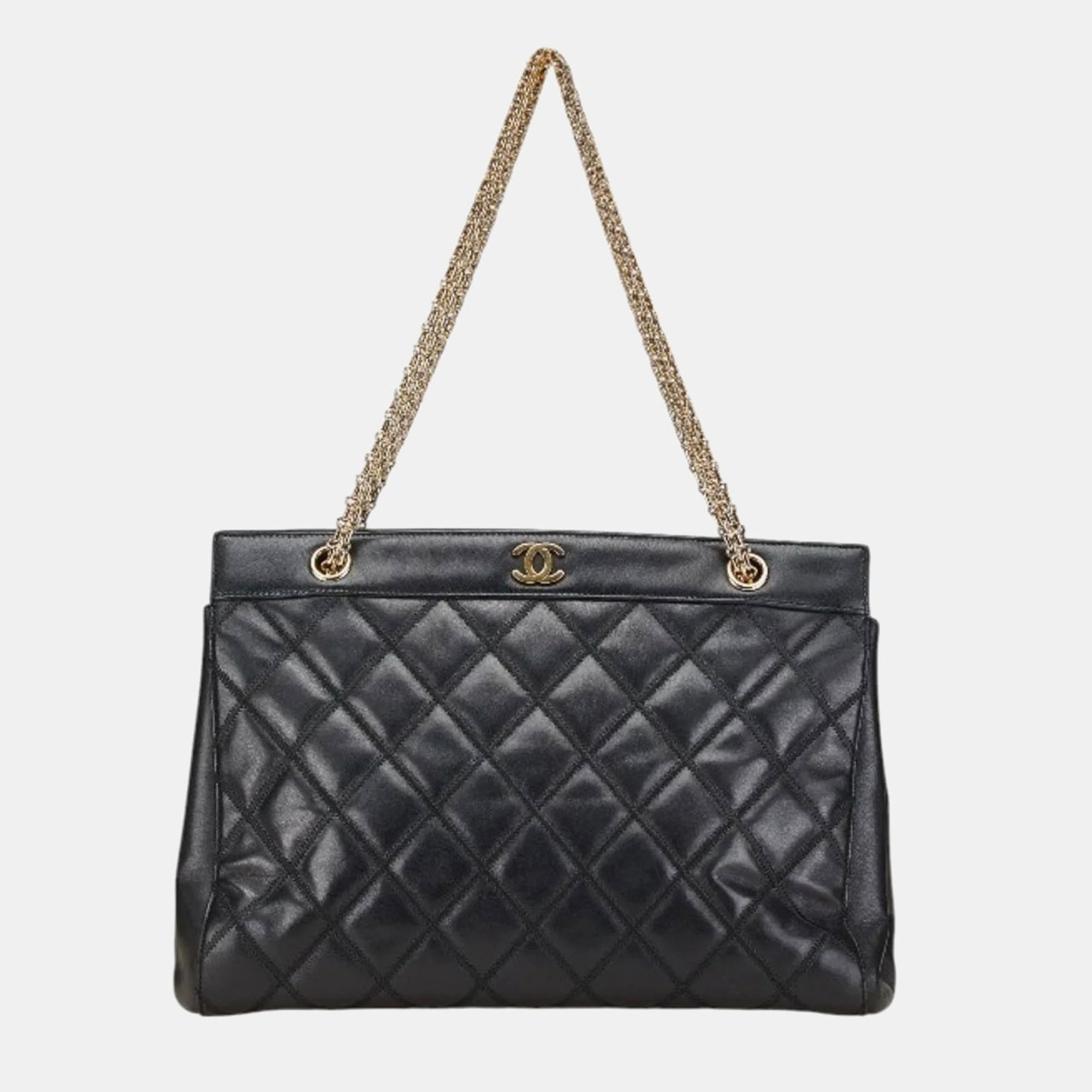 

Chanel Matelasse Coco Mark Chain Shoulder Bag In Black Lambskin