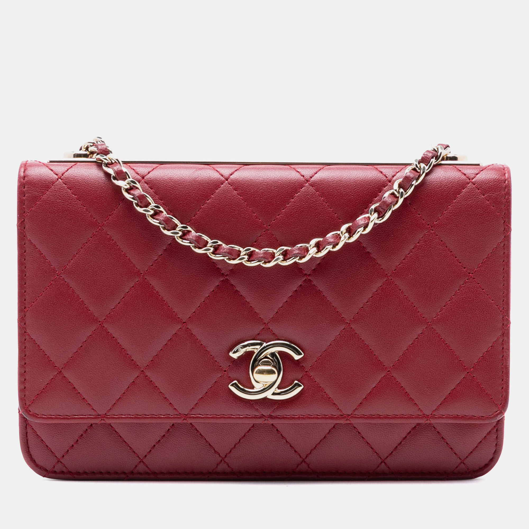 

Chanel Red Lambskin Trendy CC Wallet On Chain