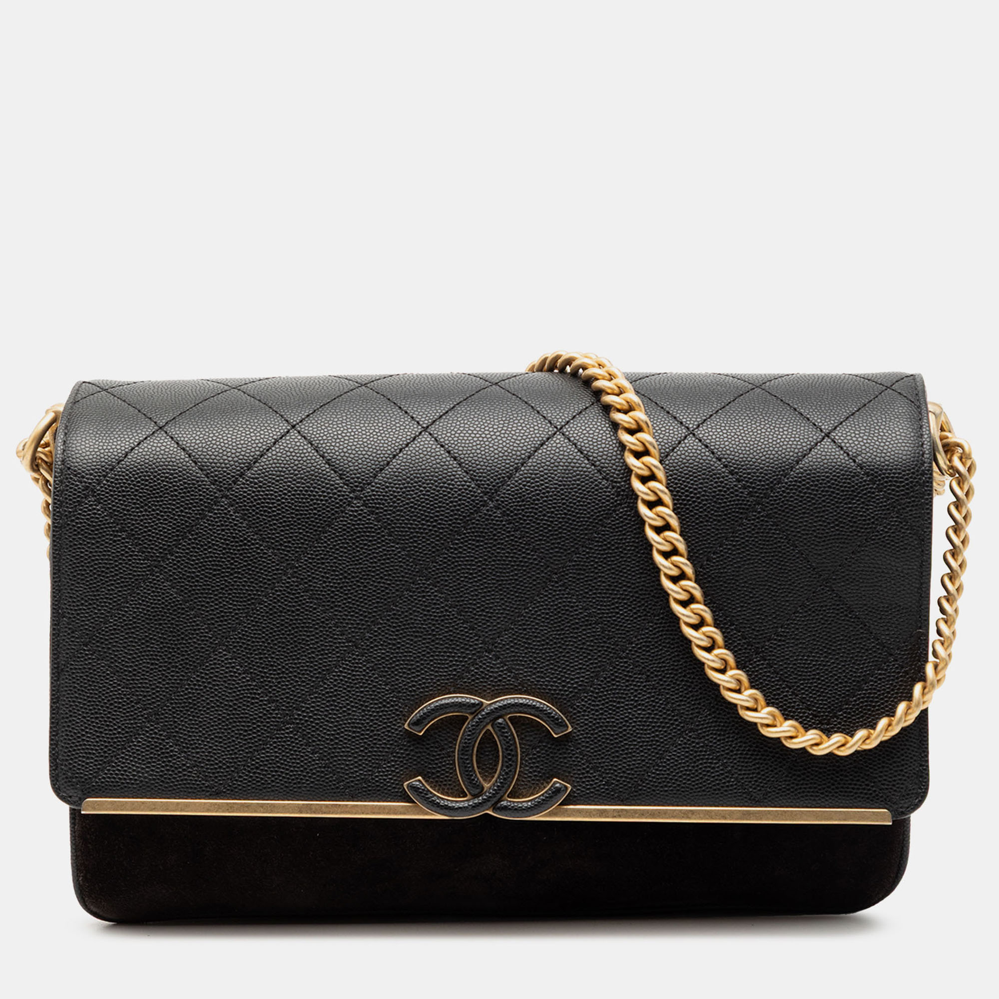 

Chanel Black CC Stitched Caviar and Suede Lady Coco Flap