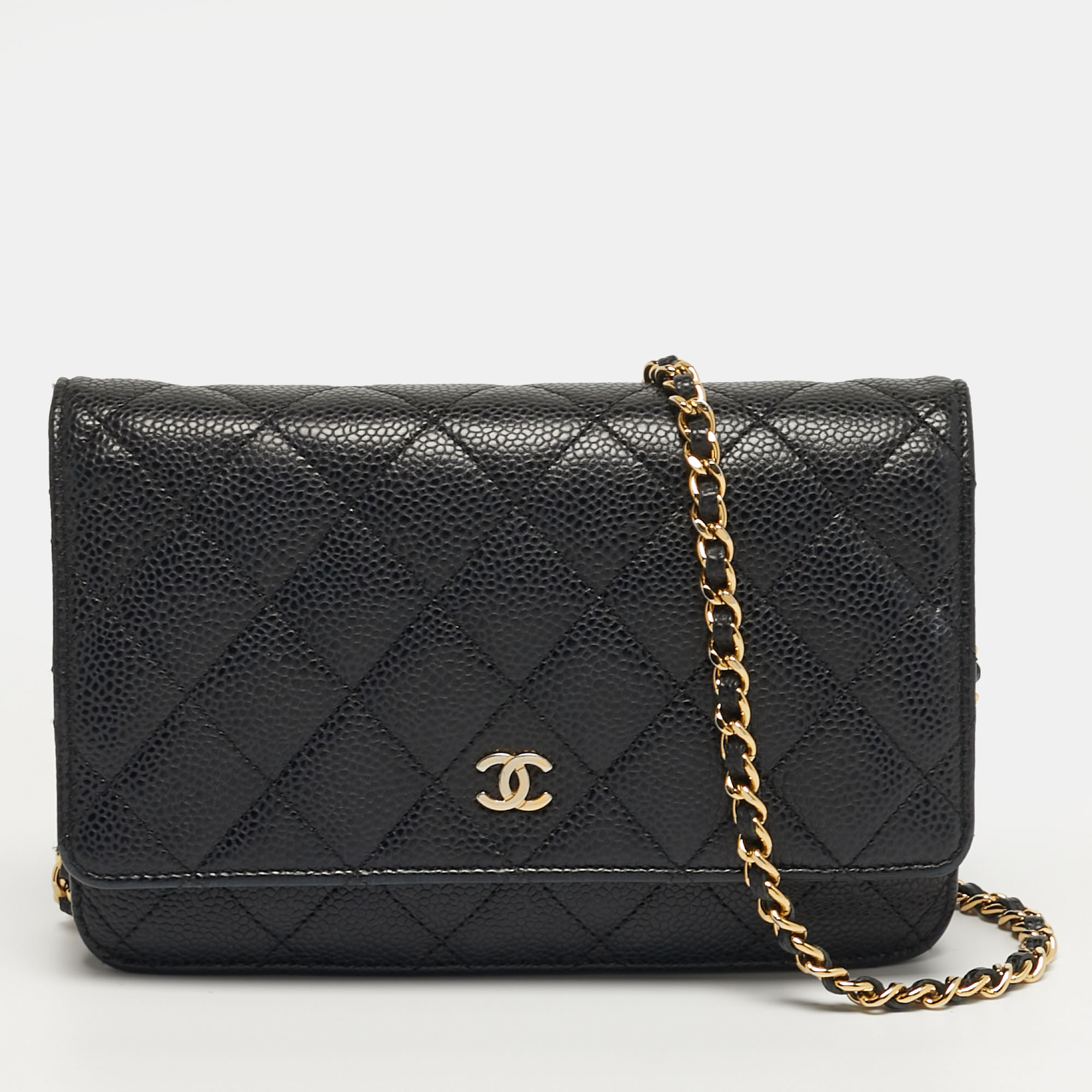 

Chanel CC Black Caviar Quilted Leather Wallet On Chain