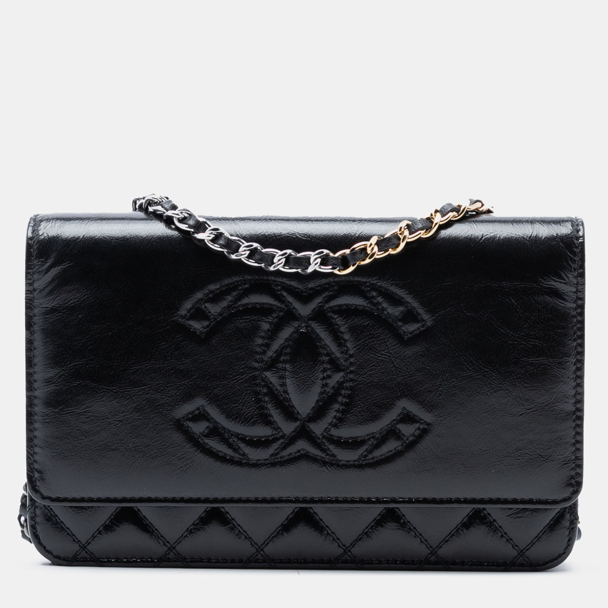 

Chanel Black CC Shiny Aged Calfskin Wallet On Chain