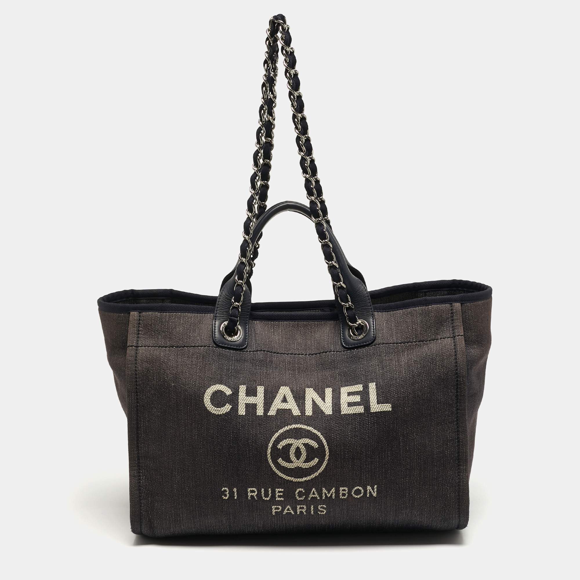 

Chanel Deauville  Navy Blue Denim Shopper Tote