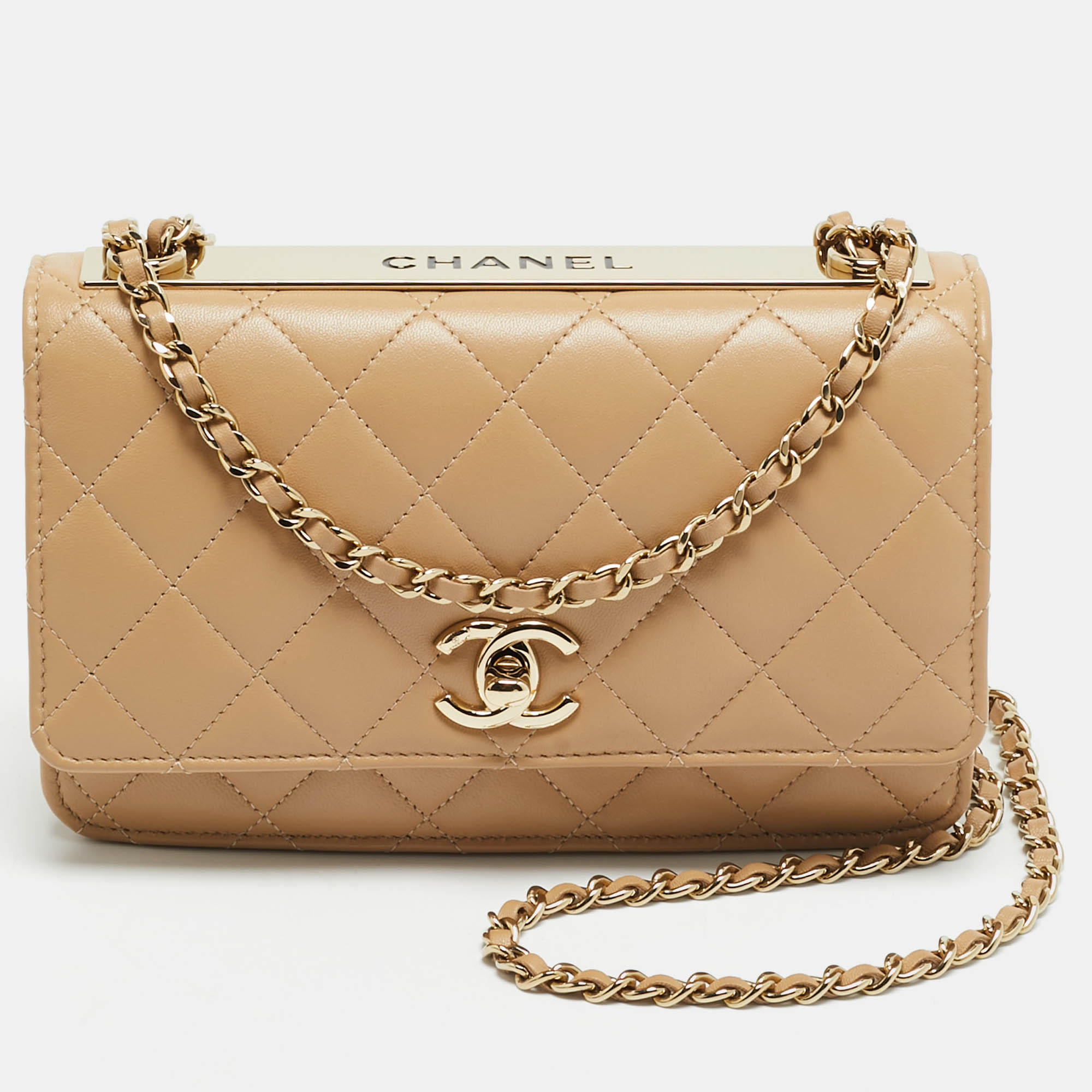 

Chanel Trendy CC Beige Quilted Leather Wallet On Chain