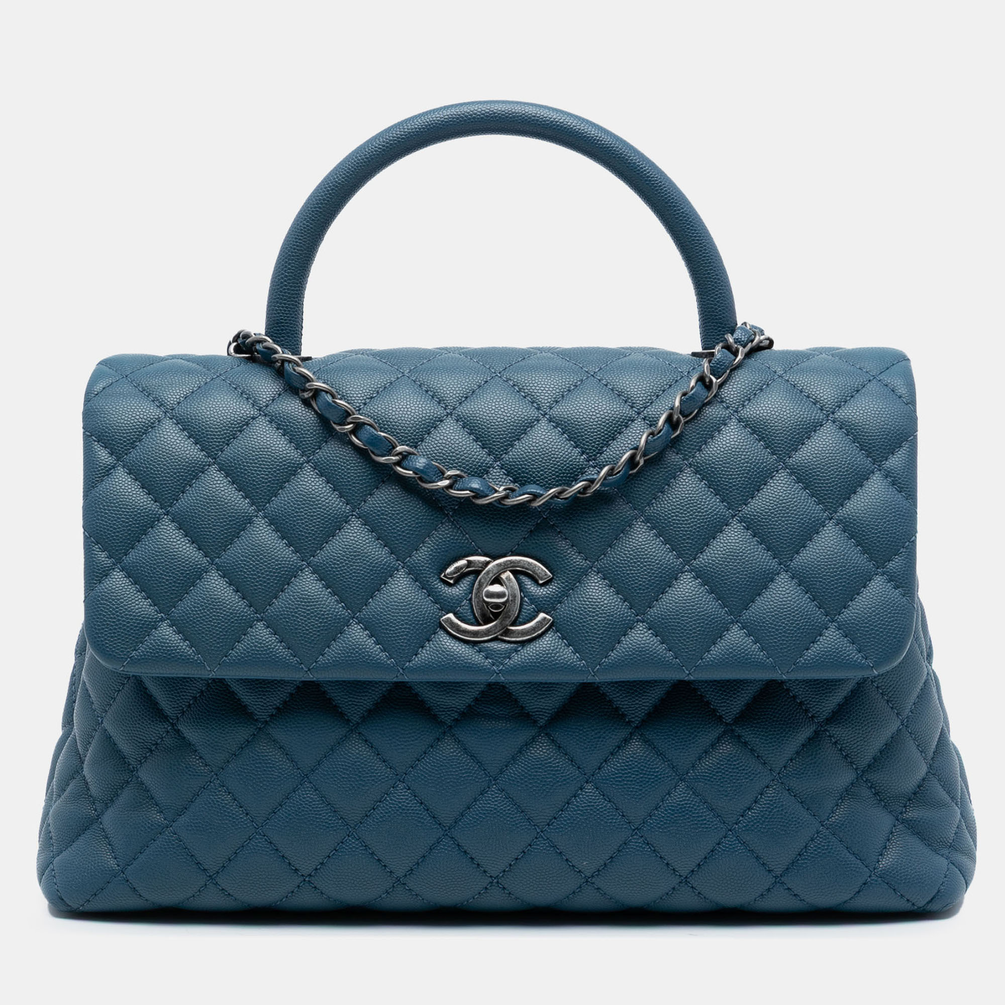 

Chanel Blue Medium Quilted Caviar Coco Top Handle Bag