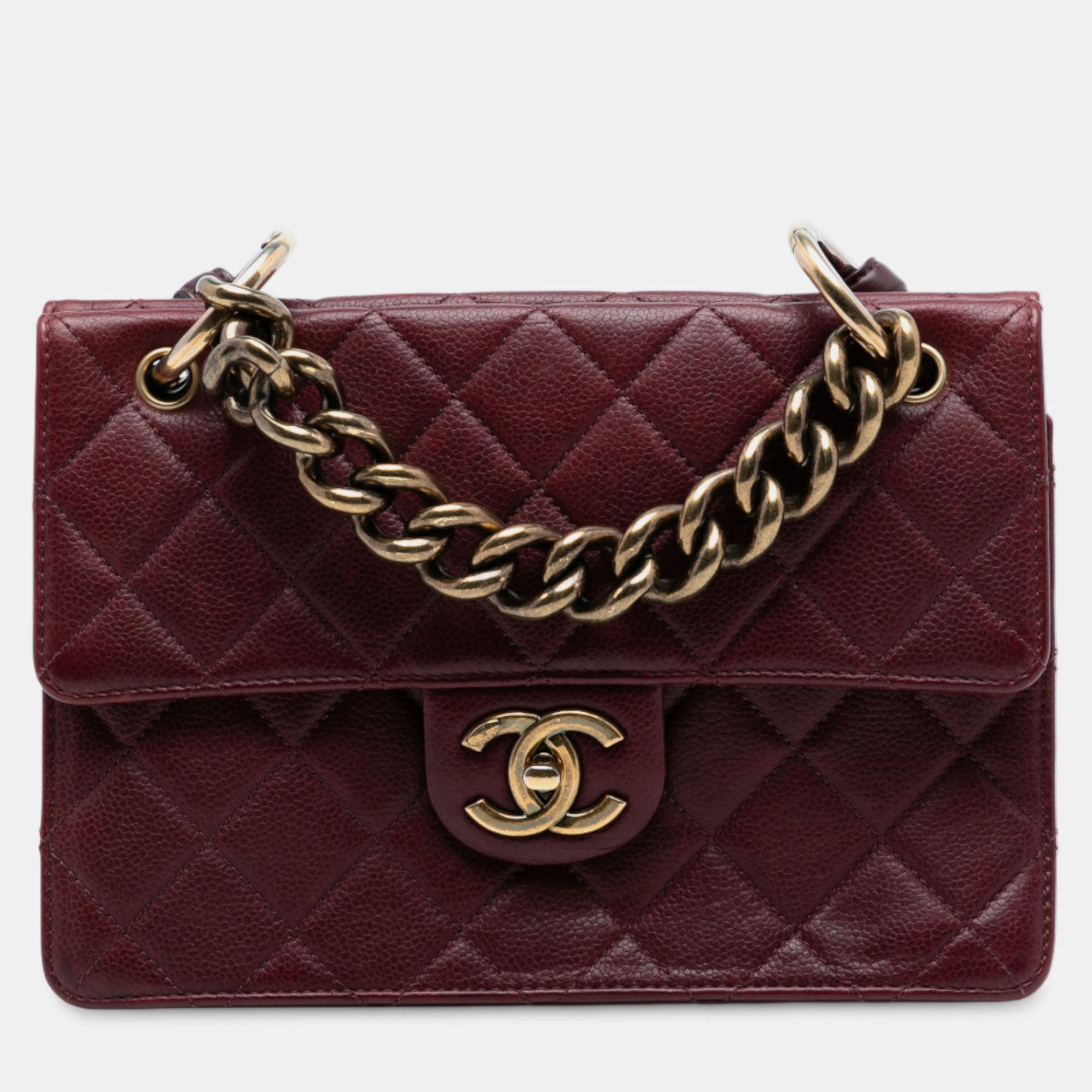 

Chanel Red Paris Edinburgh Quilted Caviar Retro Class Flap