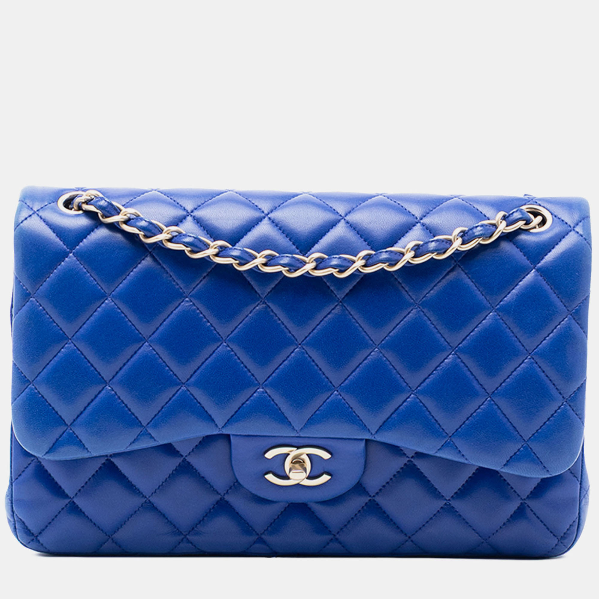 

Chanel Blue Jumbo Classic Lambskin Double Flap