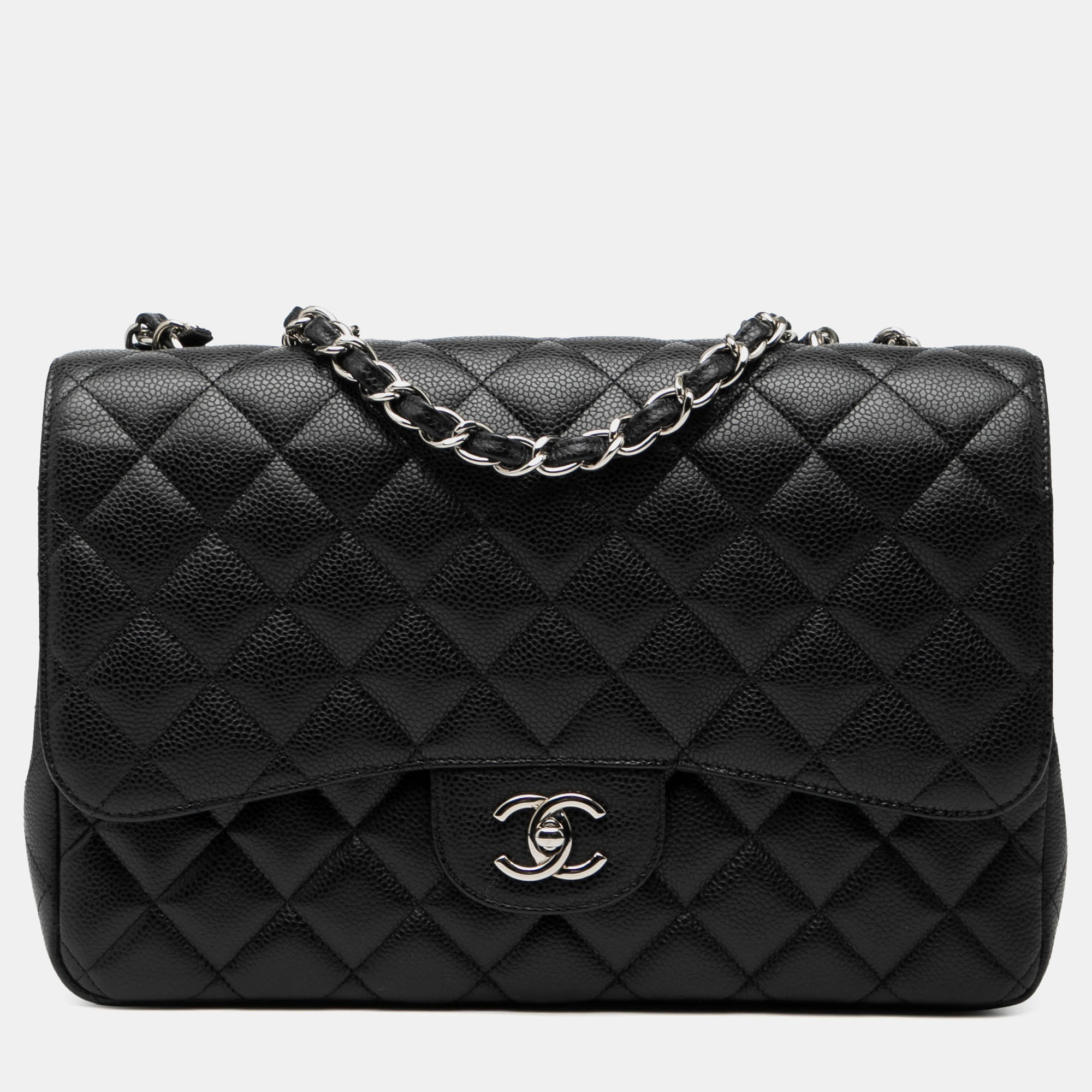 

Chanel Black Jumbo Classic Caviar Double Flap