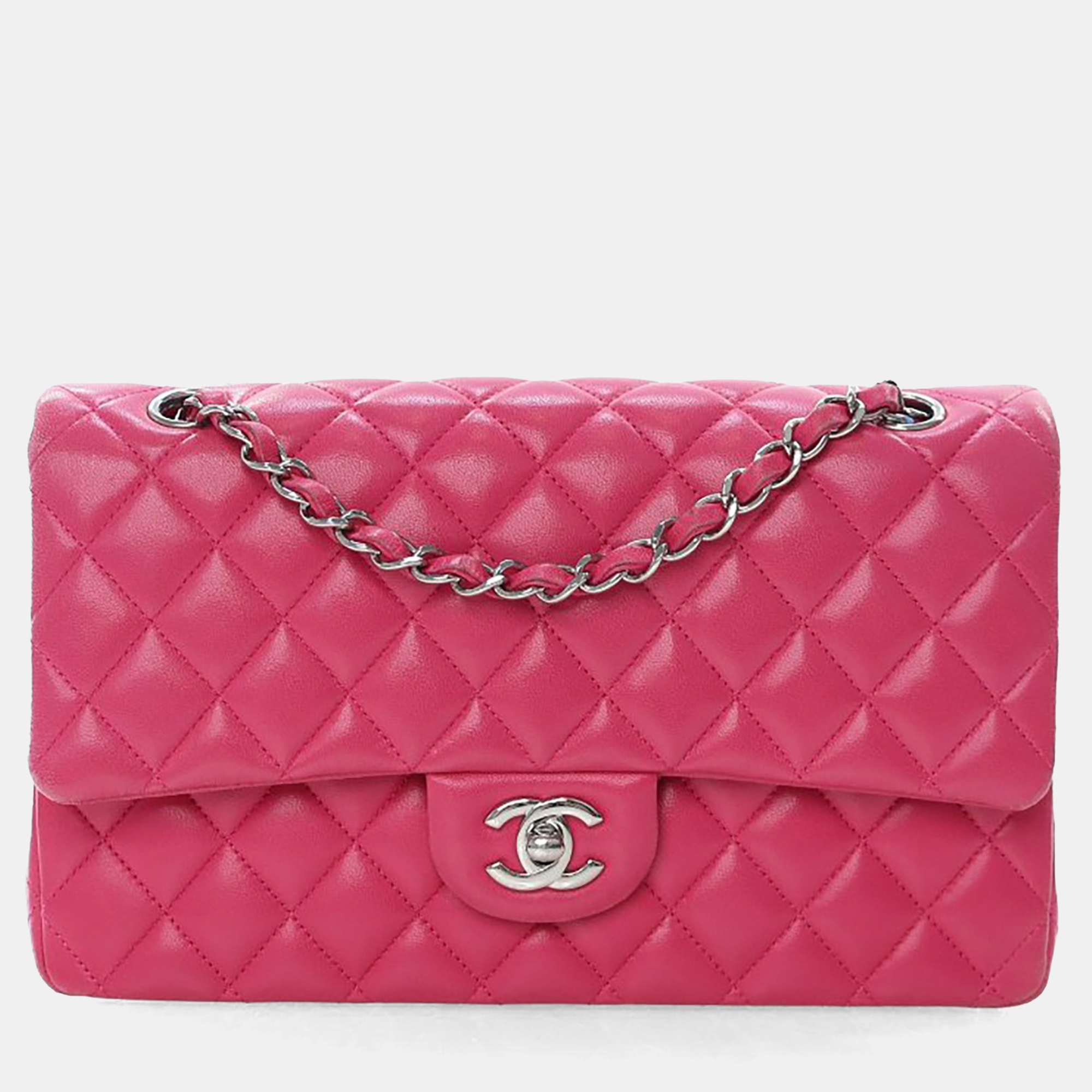 

Chanel Medium Lambskin Classic Double Flap Bag, Pink