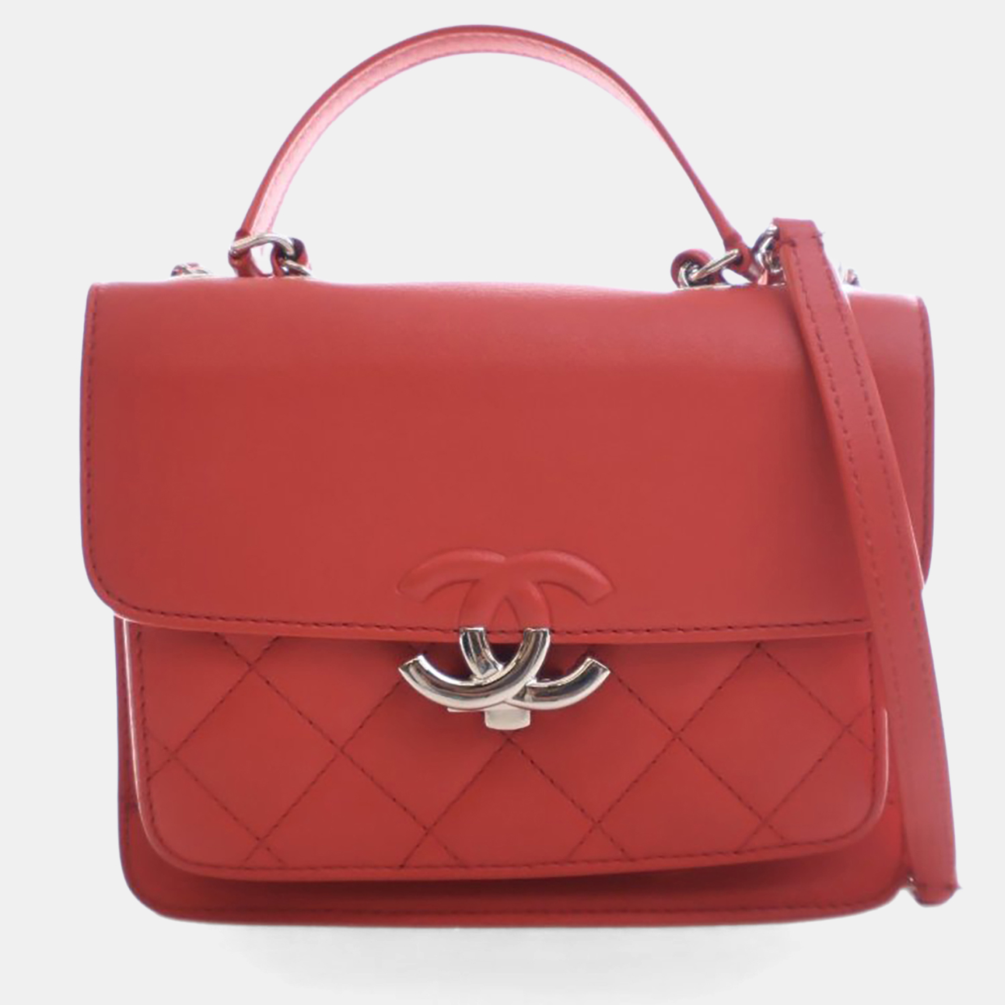 

Chanel Small Red Calfskin CC Box Flap Bag