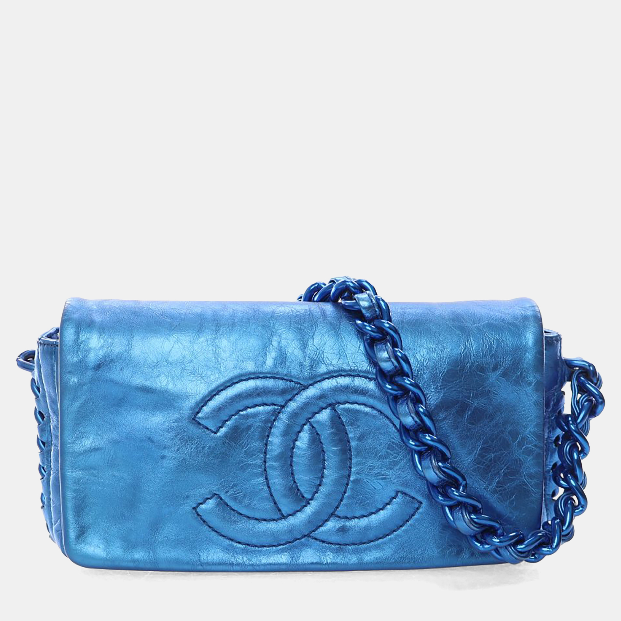 

Chanel Metallic Blue Shoulder Flap Bag