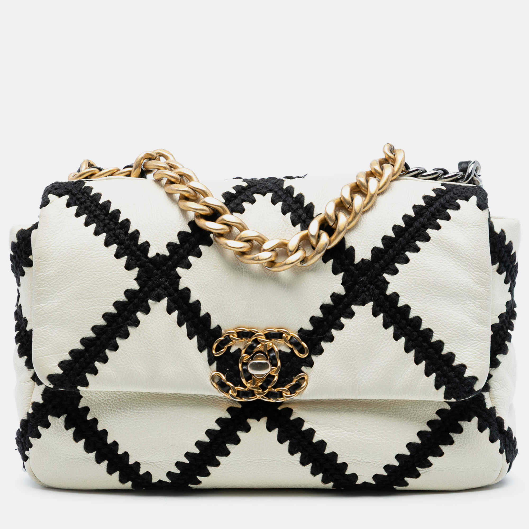 

Chanel White Medium Crochet Calfskin 19 Flap