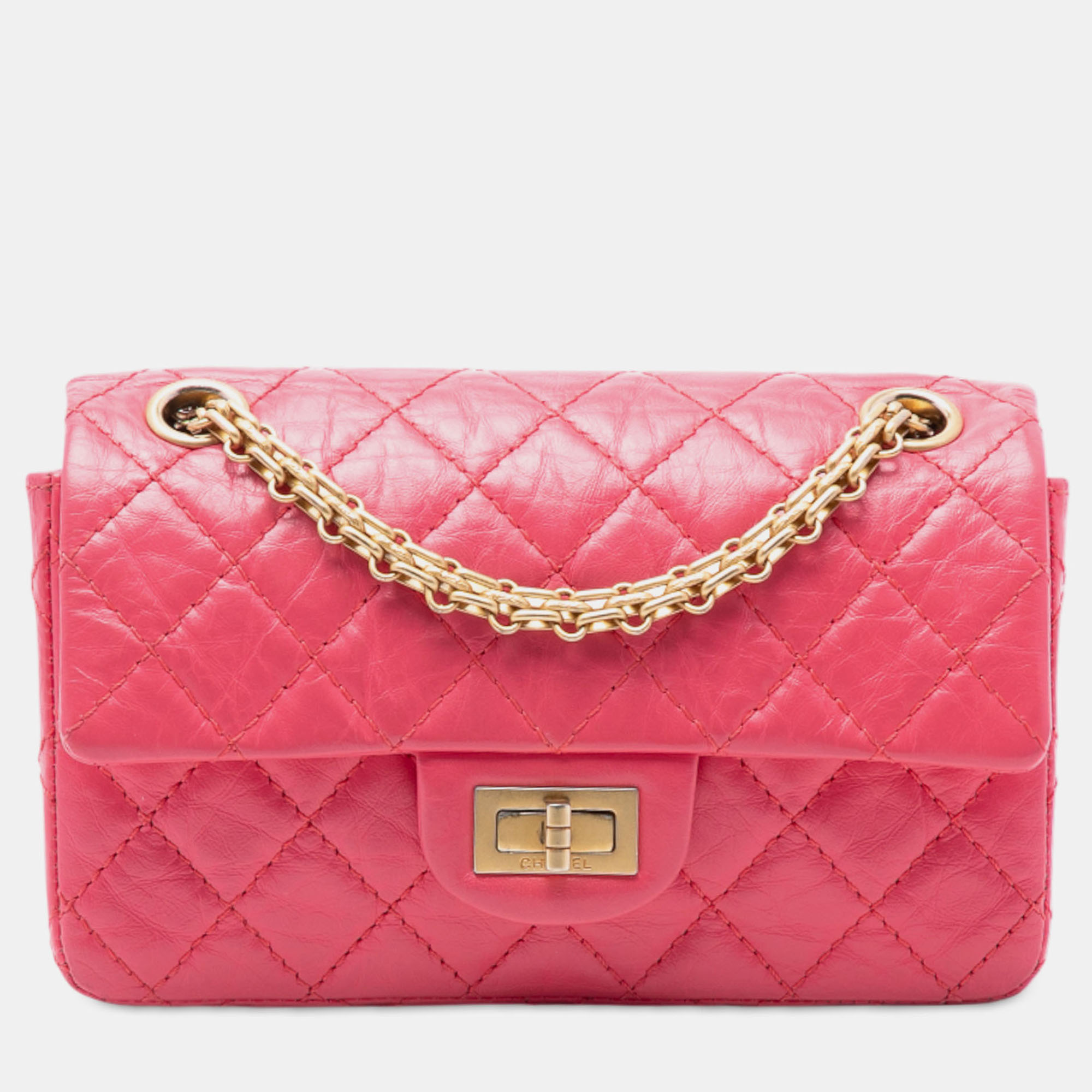 

Chanel Pink Quilted Aged Calfskin Reissue 2.55 Single Flap 224