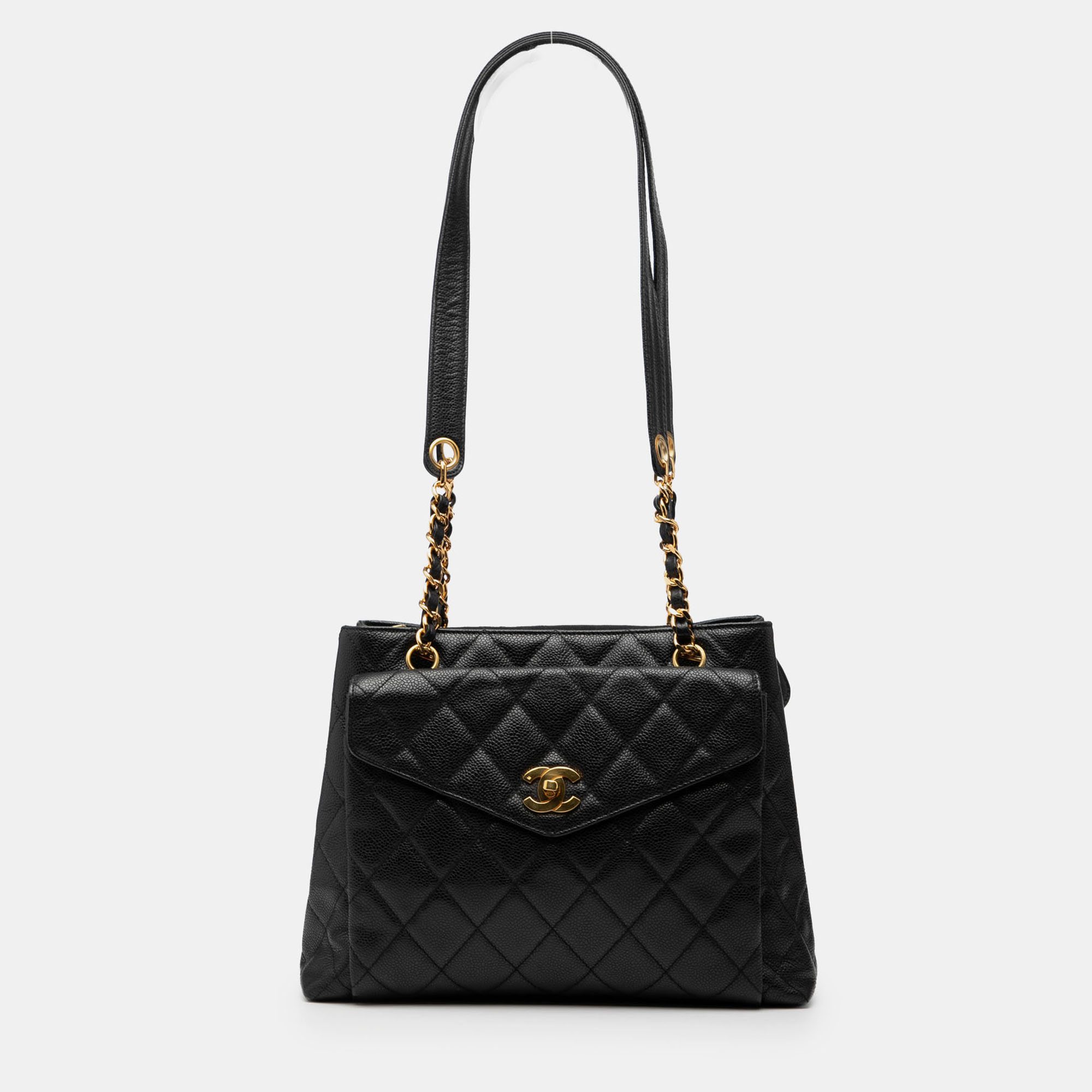 

Chanel Black CC Caviar Front Pocket Shoulder Bag