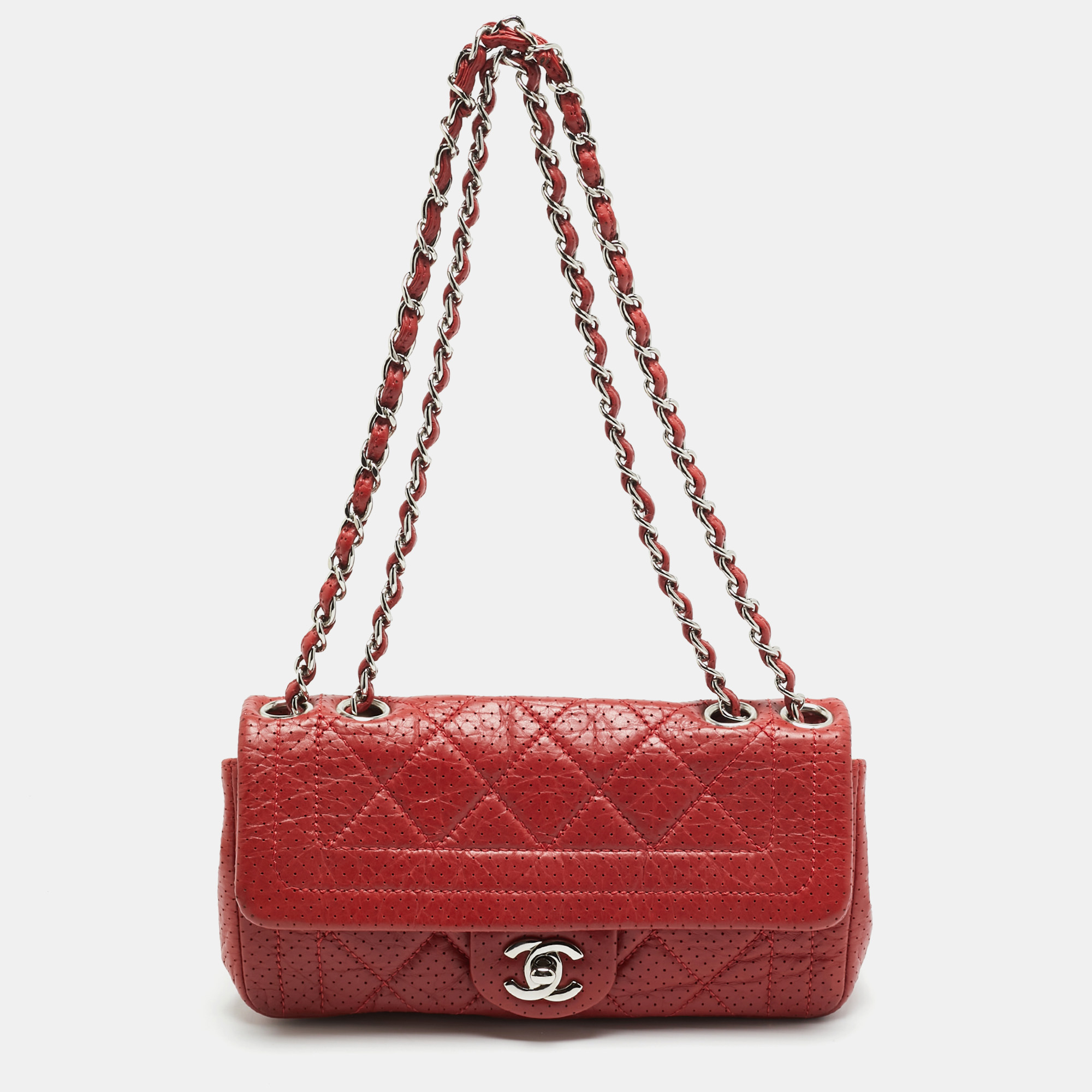 

Chanel CC Red Perforated Quilted Leather Flap Bag