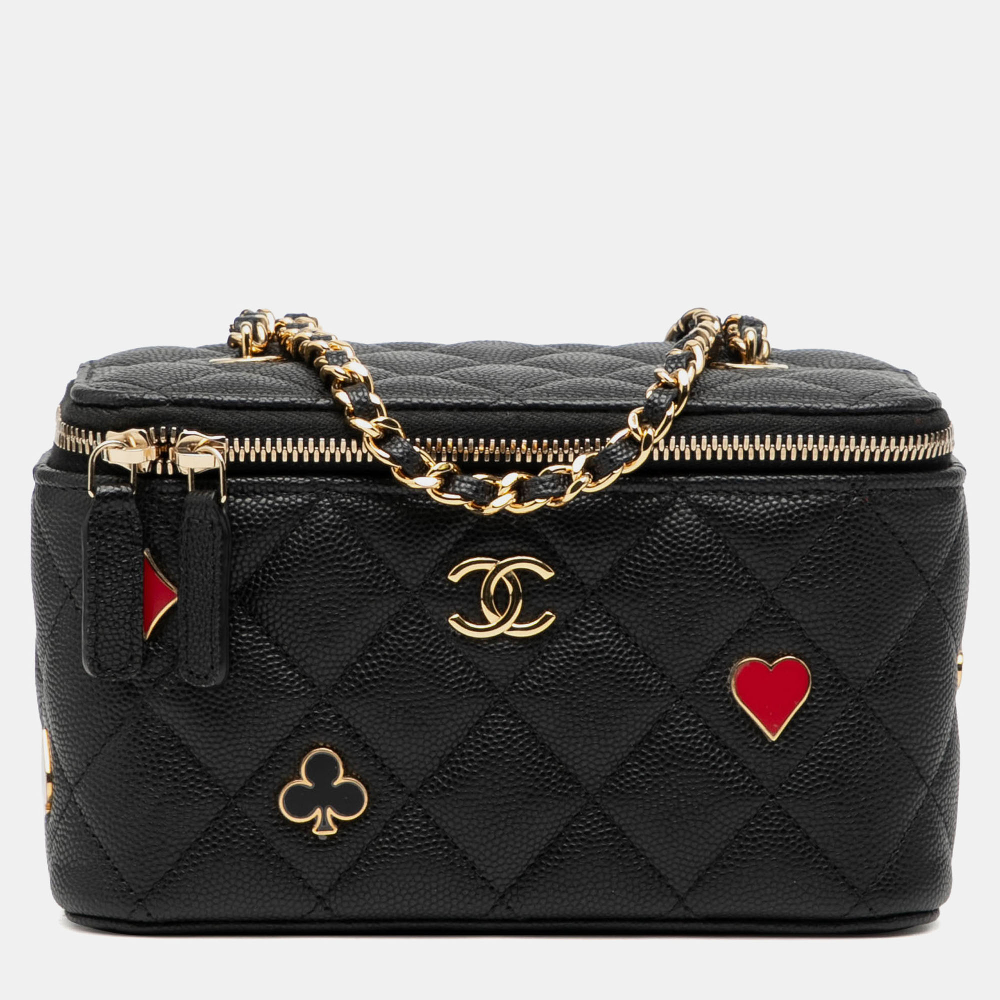 

Chanel Black Small Quilted Caviar Coco Casino Vanity Case With Chain