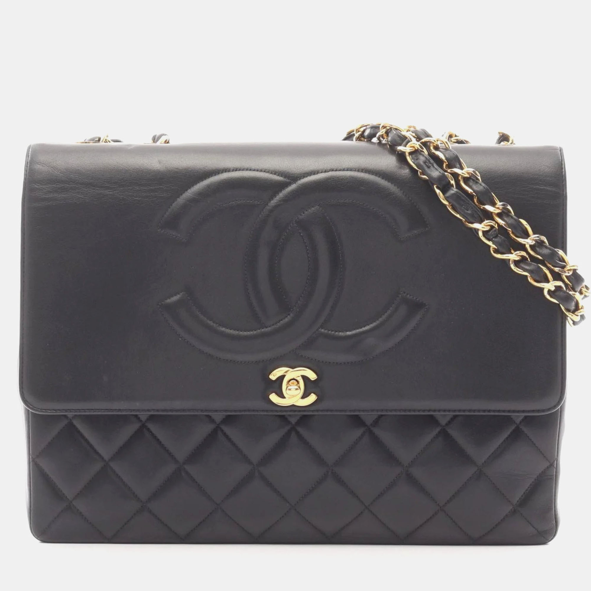 

Chanel Matelasse Large Coco Mark Shoulder Bag Lambskin Leather Black