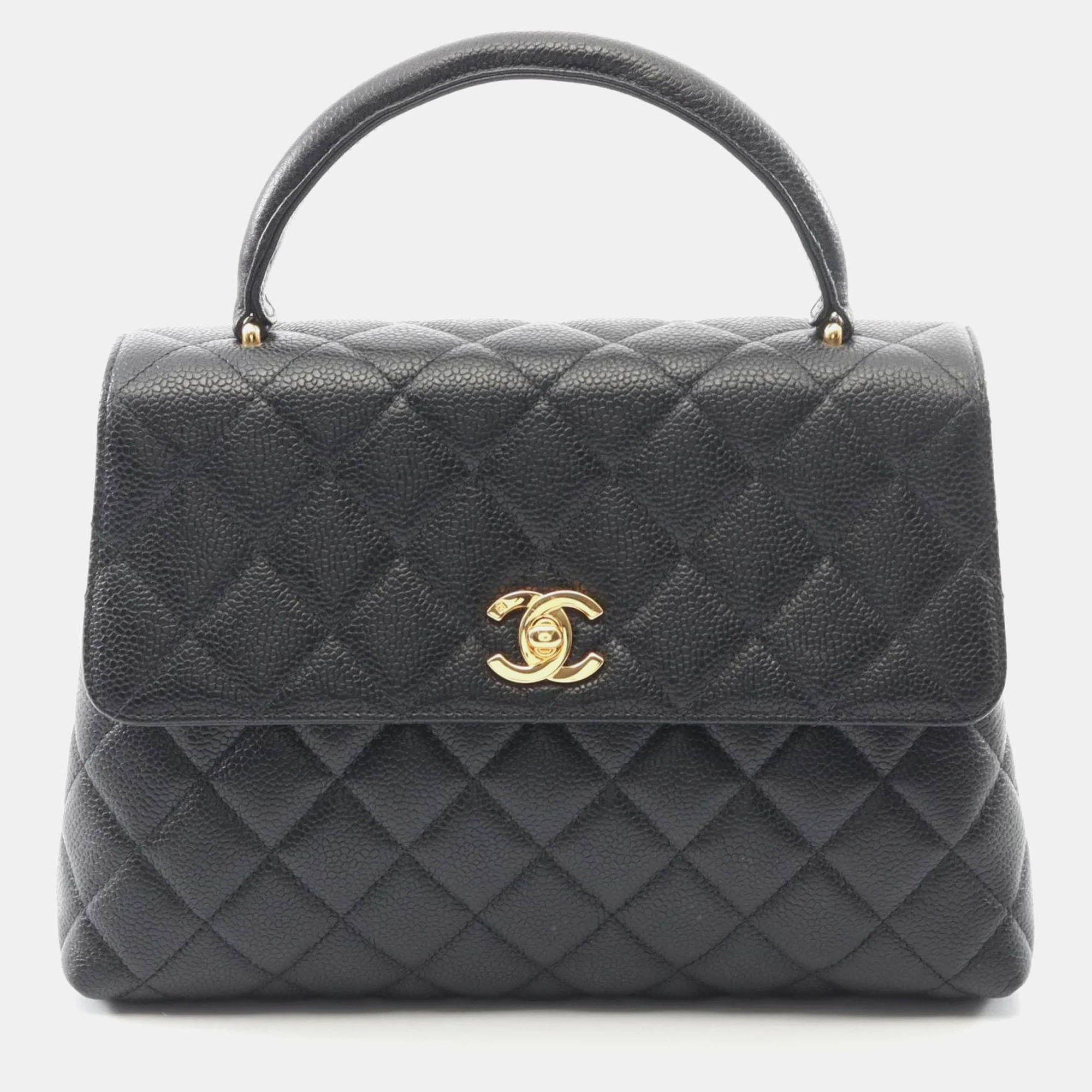 

Chanel Black Caviar Grained Calfskin Leather Top Handle Bag