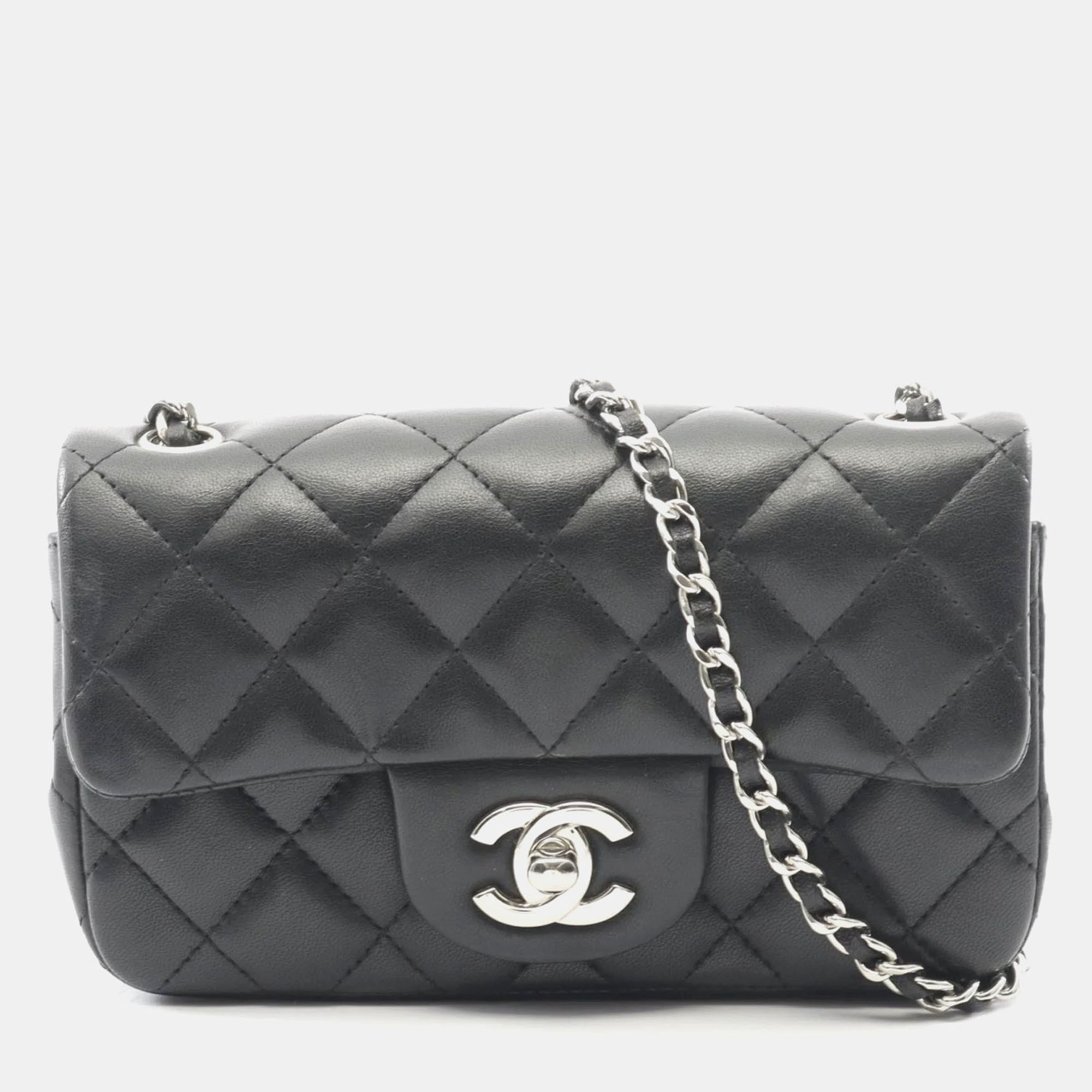 

Chanel Extra Mini Matelasse Shoulder Bag In Lambskin Leather Black