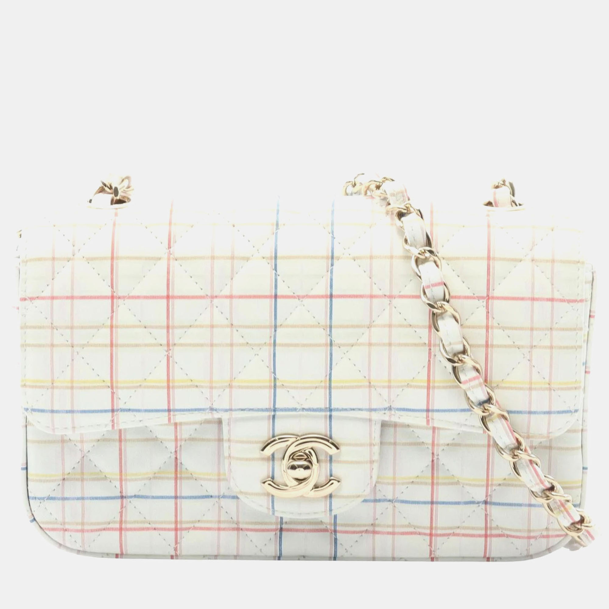 

Chanel Mini Matelasse 20 Shoulder Bag Leather White Multicolor