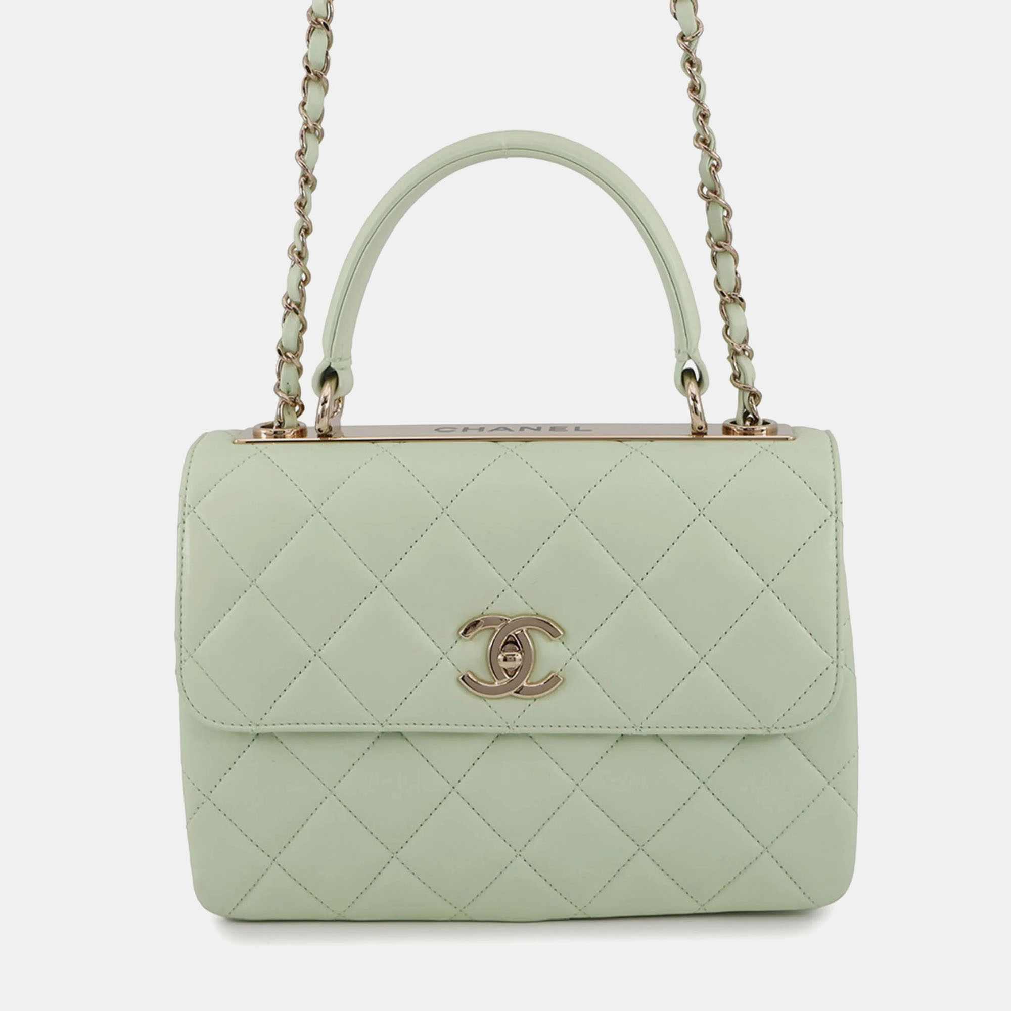 

Chanel Trendy CC Lambskin Leather Top Handle Bag, Green