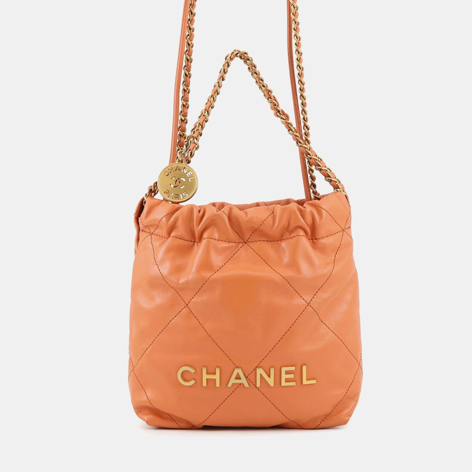 

Chanel 22 Mini Coco Mark Orange Lambskin Handbag