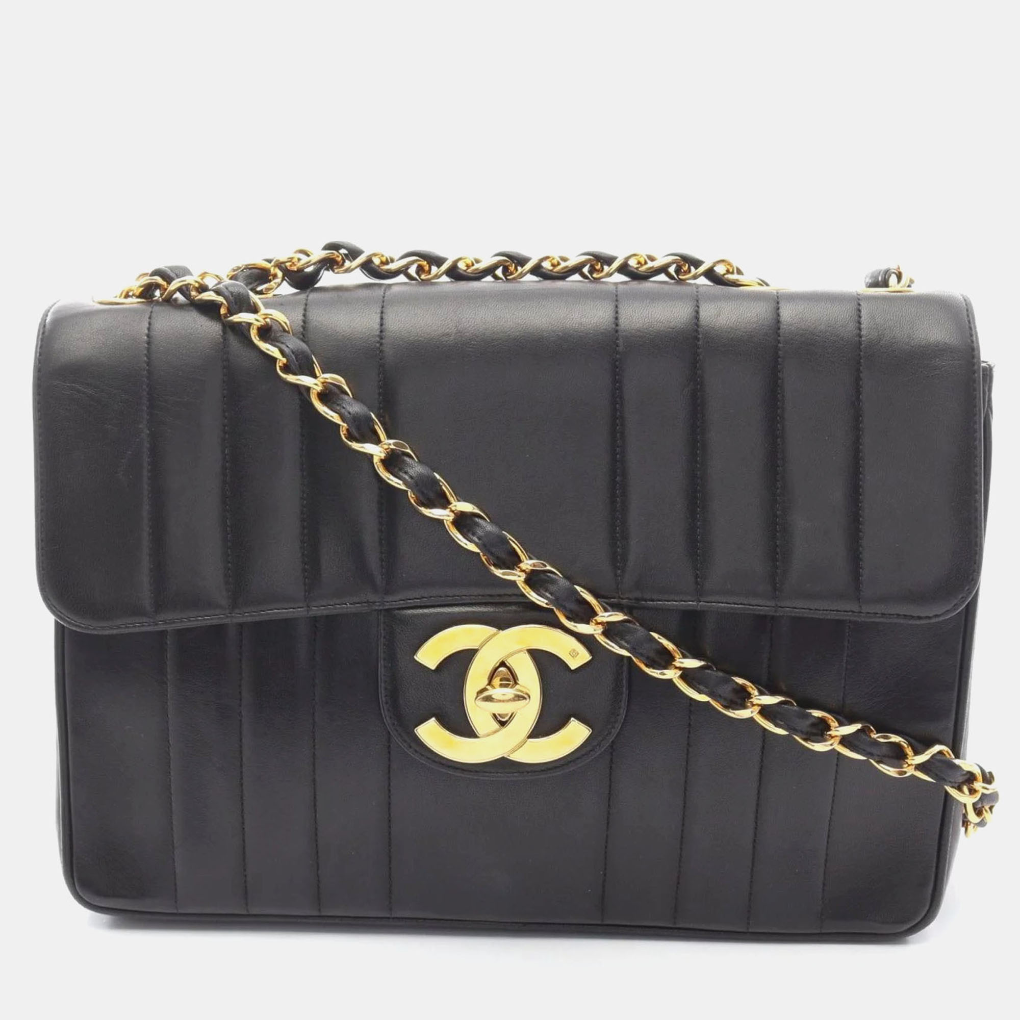 

Chanel Mademoiselle Deca Matelasse Shoulder Bag Lambskin Leather Black