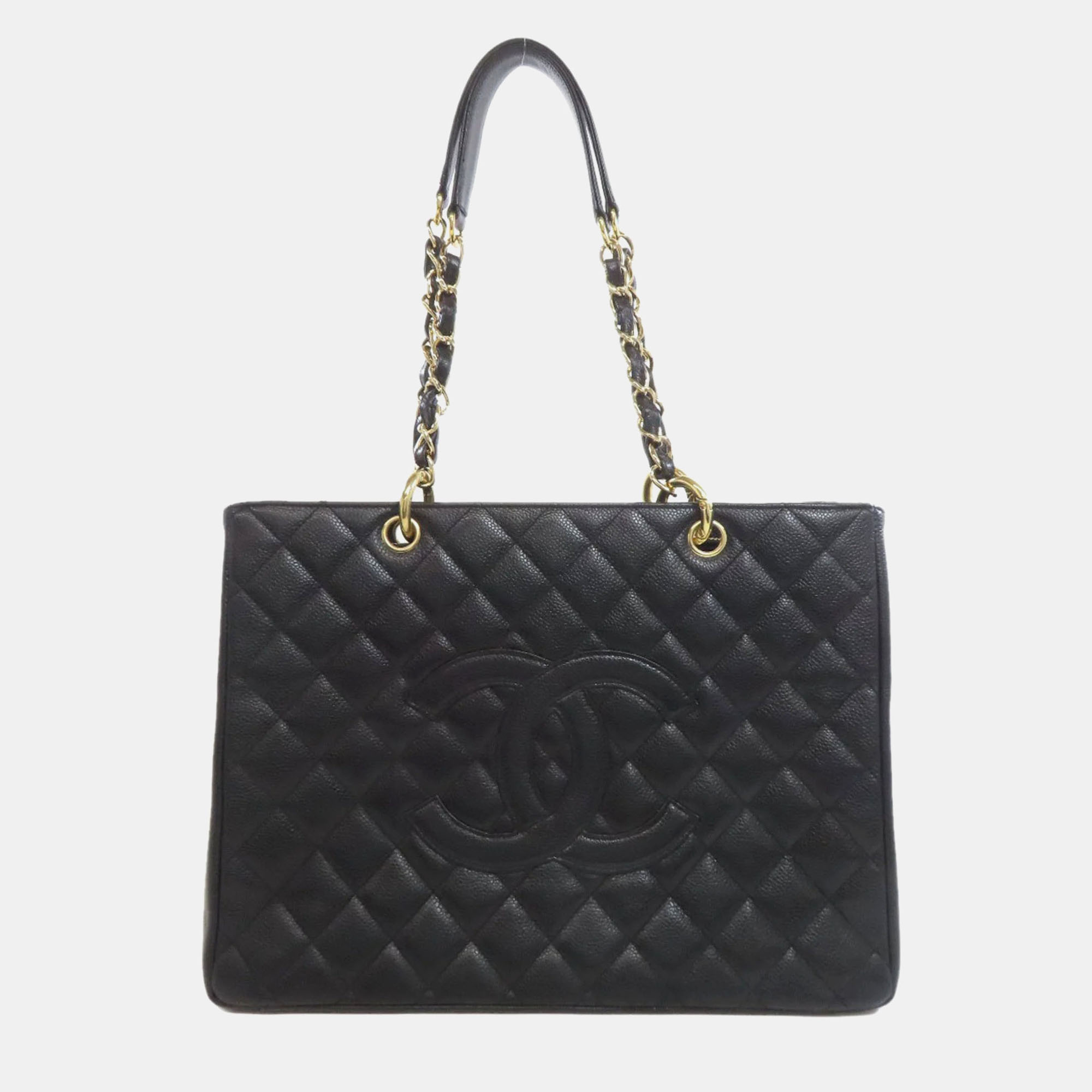 

Chanel Gts Chain Tote Bag With Coco Mark And Gold Hardware Grained Calfskin, Navy blue