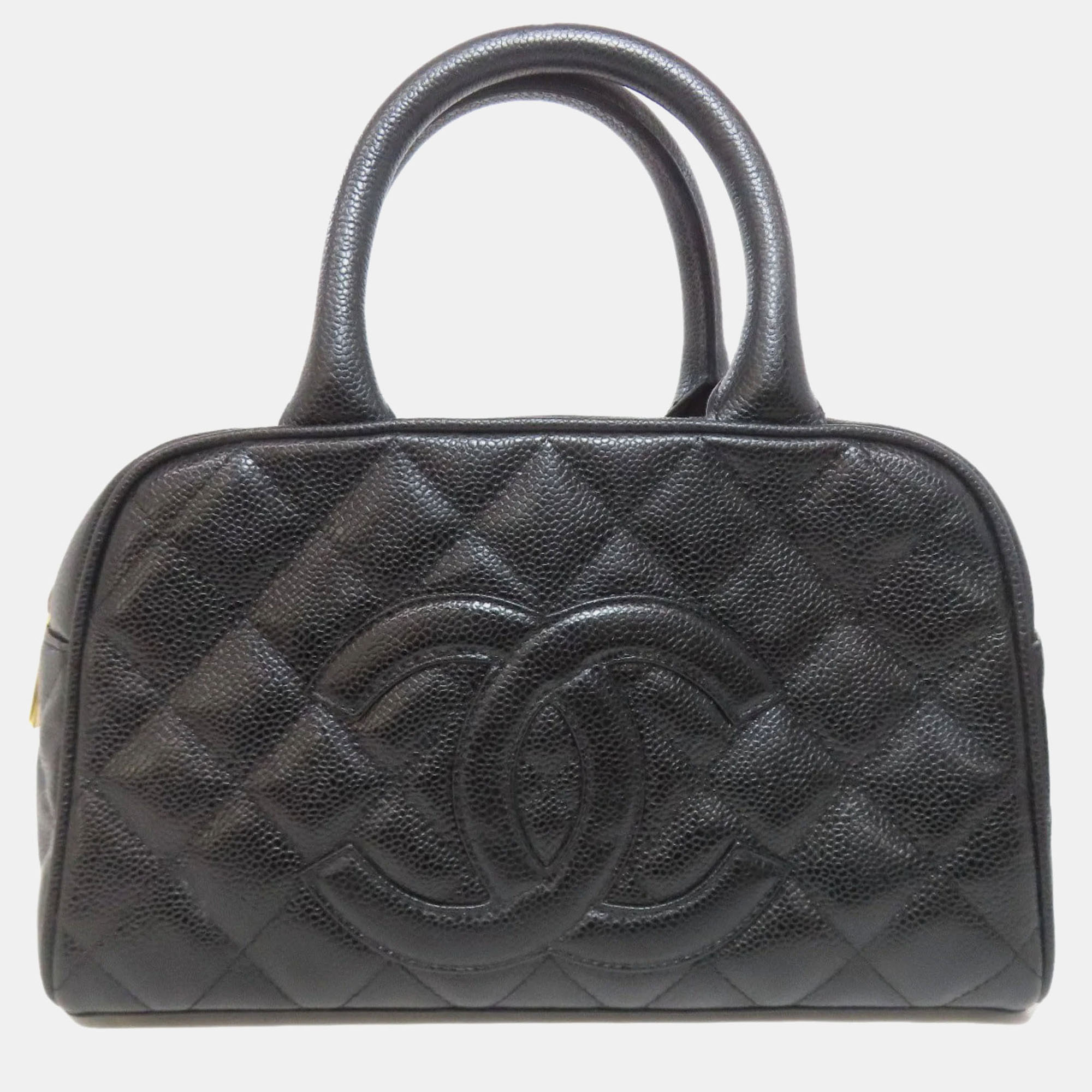 

Chanel Mini Boston Bag Matelasse Gold Hardware Grained Calfskin, Black