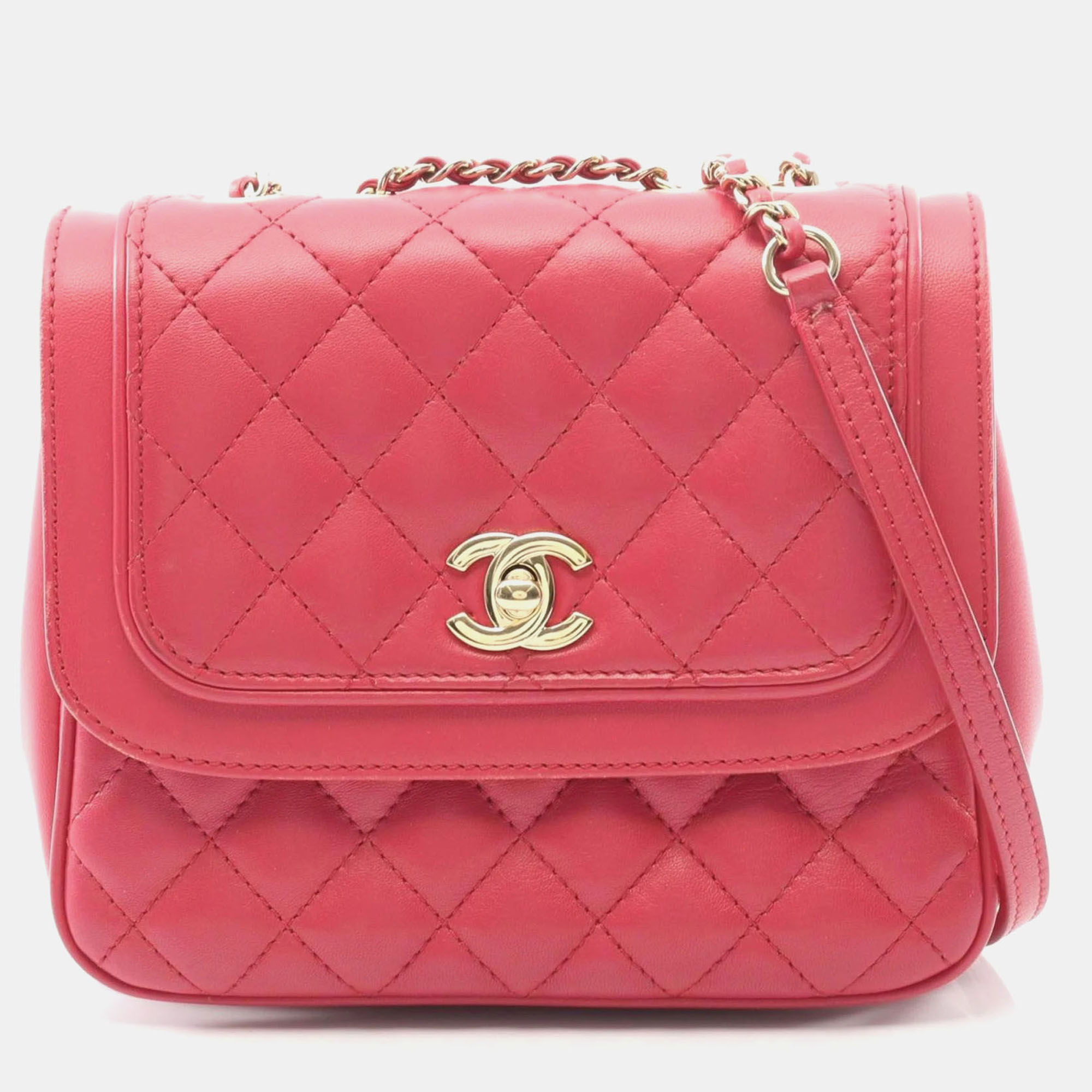 

Chanel Matelasse Pink Lambskin Leather Shoulder Bag