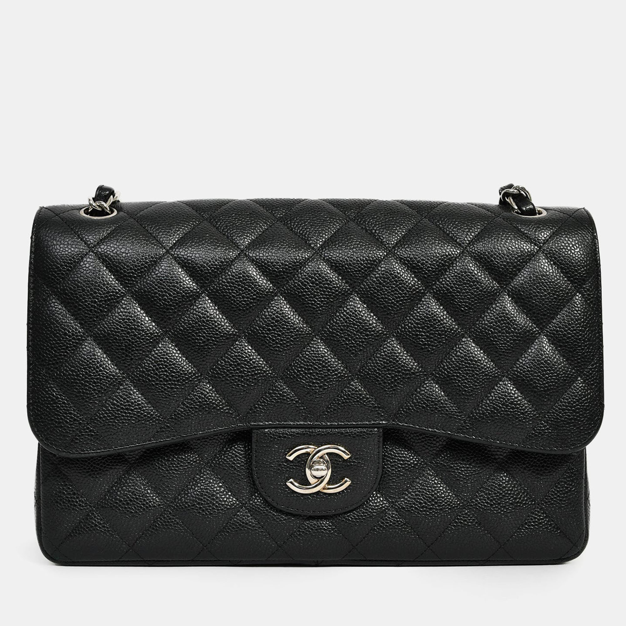 

Chanel 2013-14 Black Caviar Leather Classic Jumbo Double Flap SHW