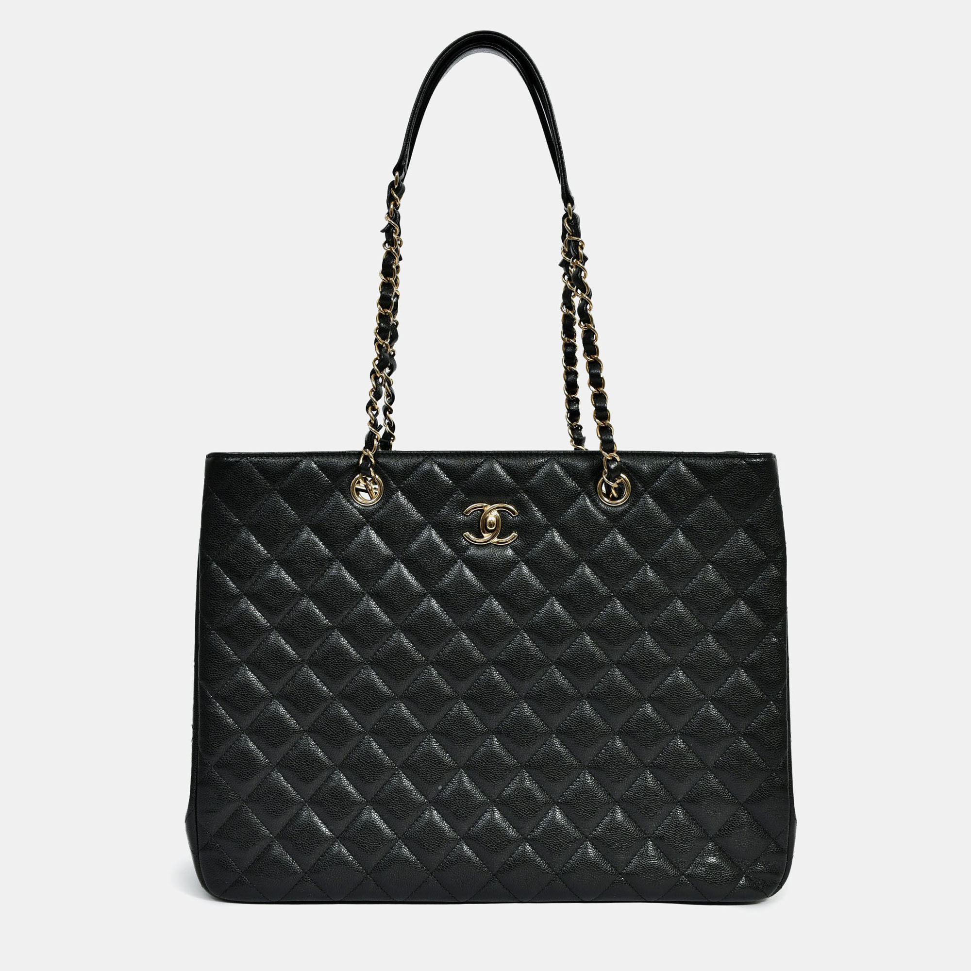 

Chanel 2022+ Black Caviar CC Logo Interlocking Timeless Shopper Tote